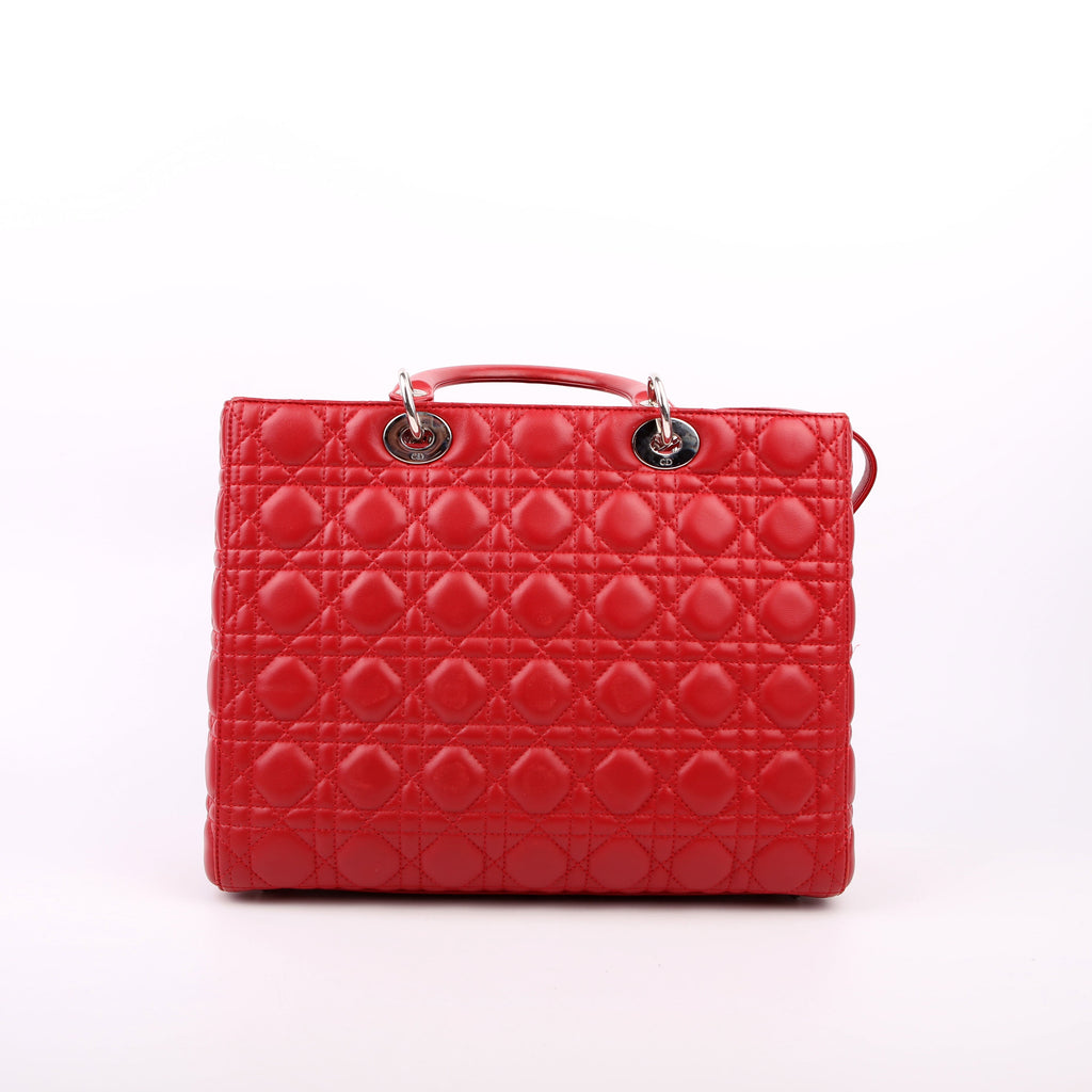 Christian Dior Lady Dior Large Lambskin Red