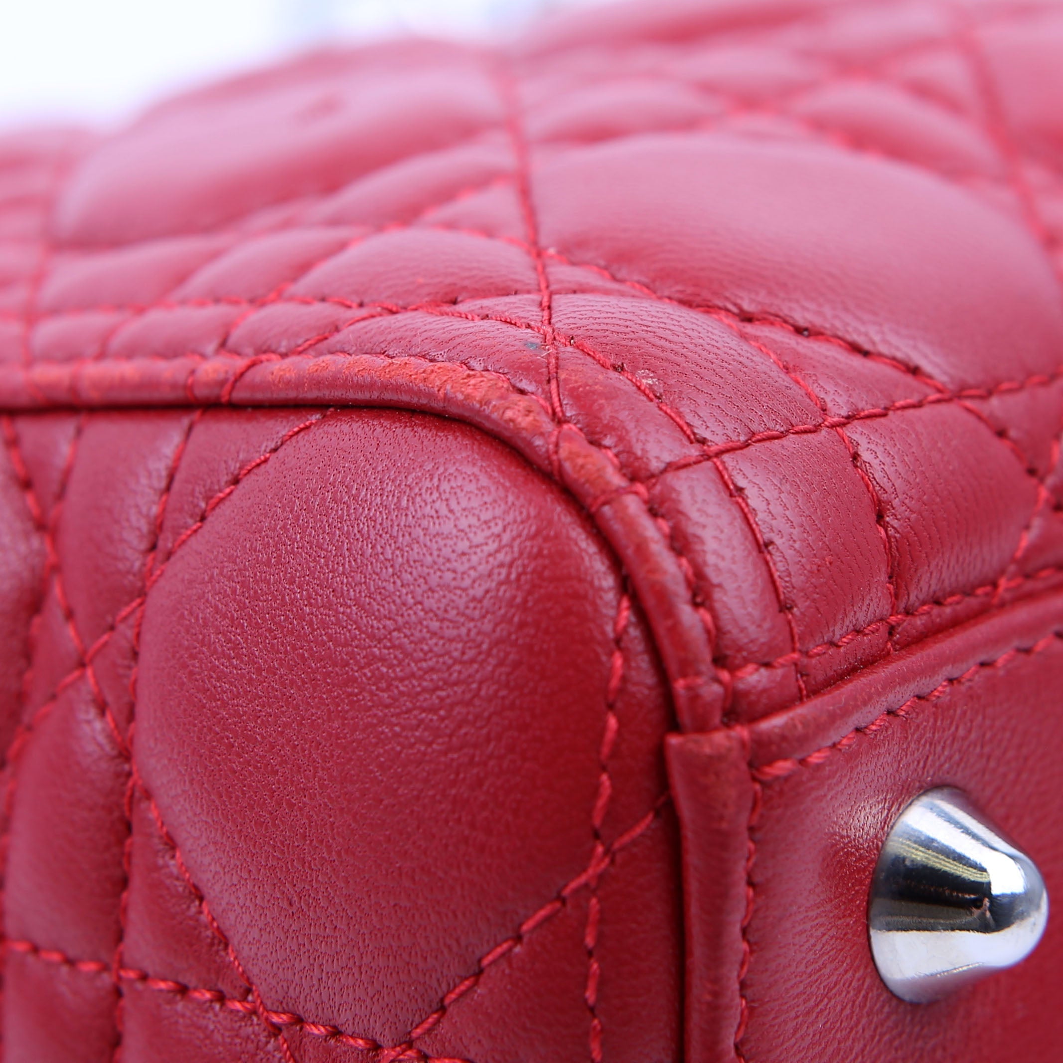 Christian Dior Lady Dior Large Lambskin Red