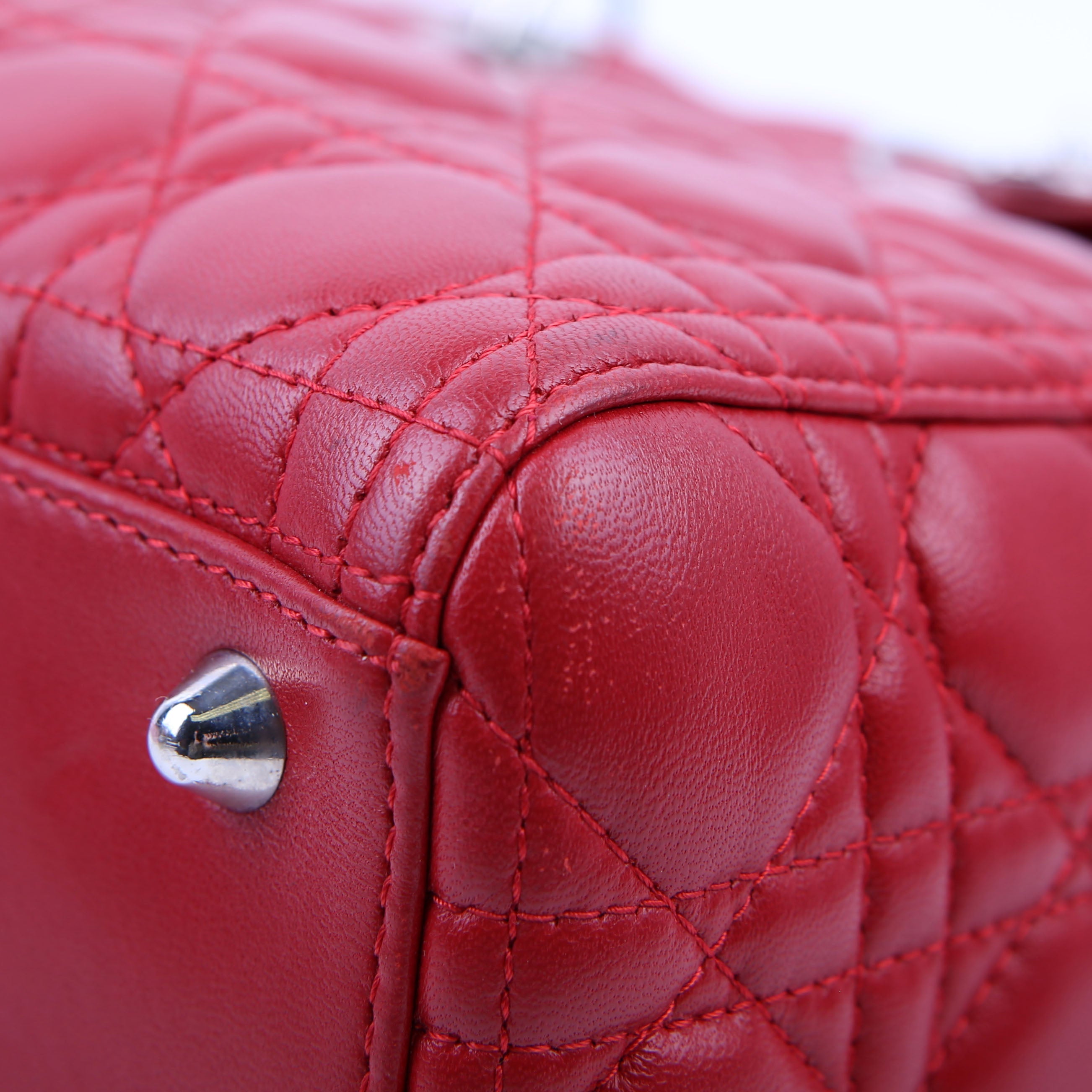 Christian Dior Lady Dior Large Lambskin Red