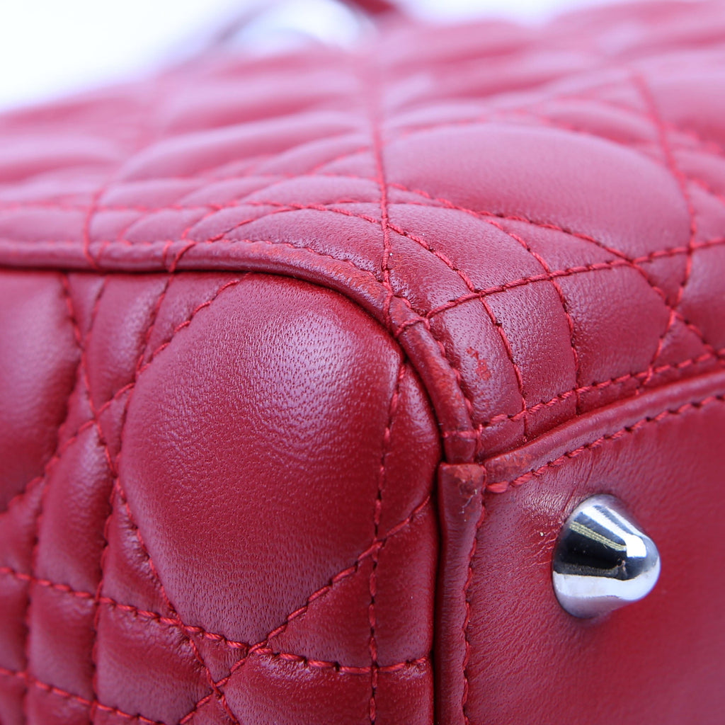 Christian Dior Lady Dior Large Lambskin Red