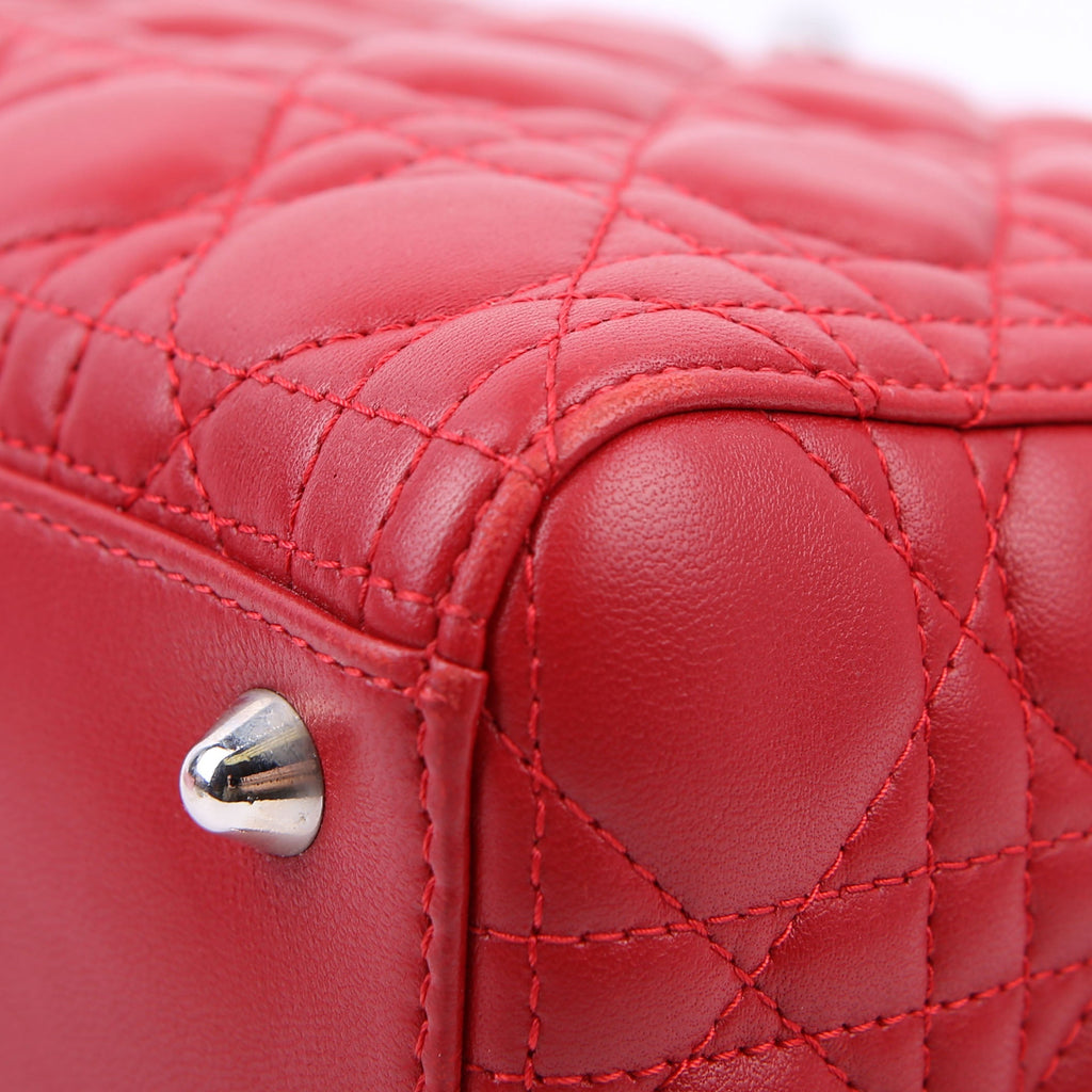 Christian Dior Lady Dior Large Lambskin Red