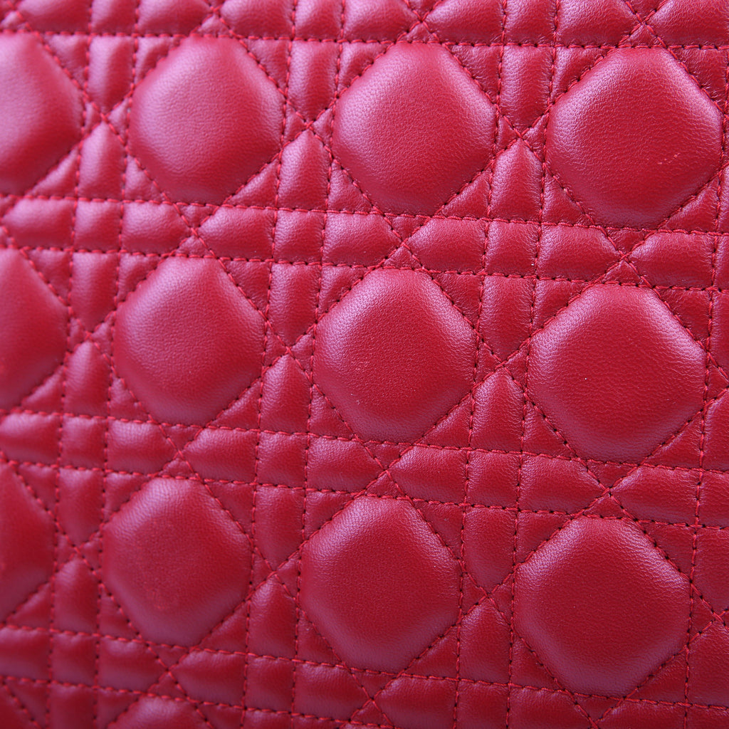Christian Dior Lady Dior Large Lambskin Red
