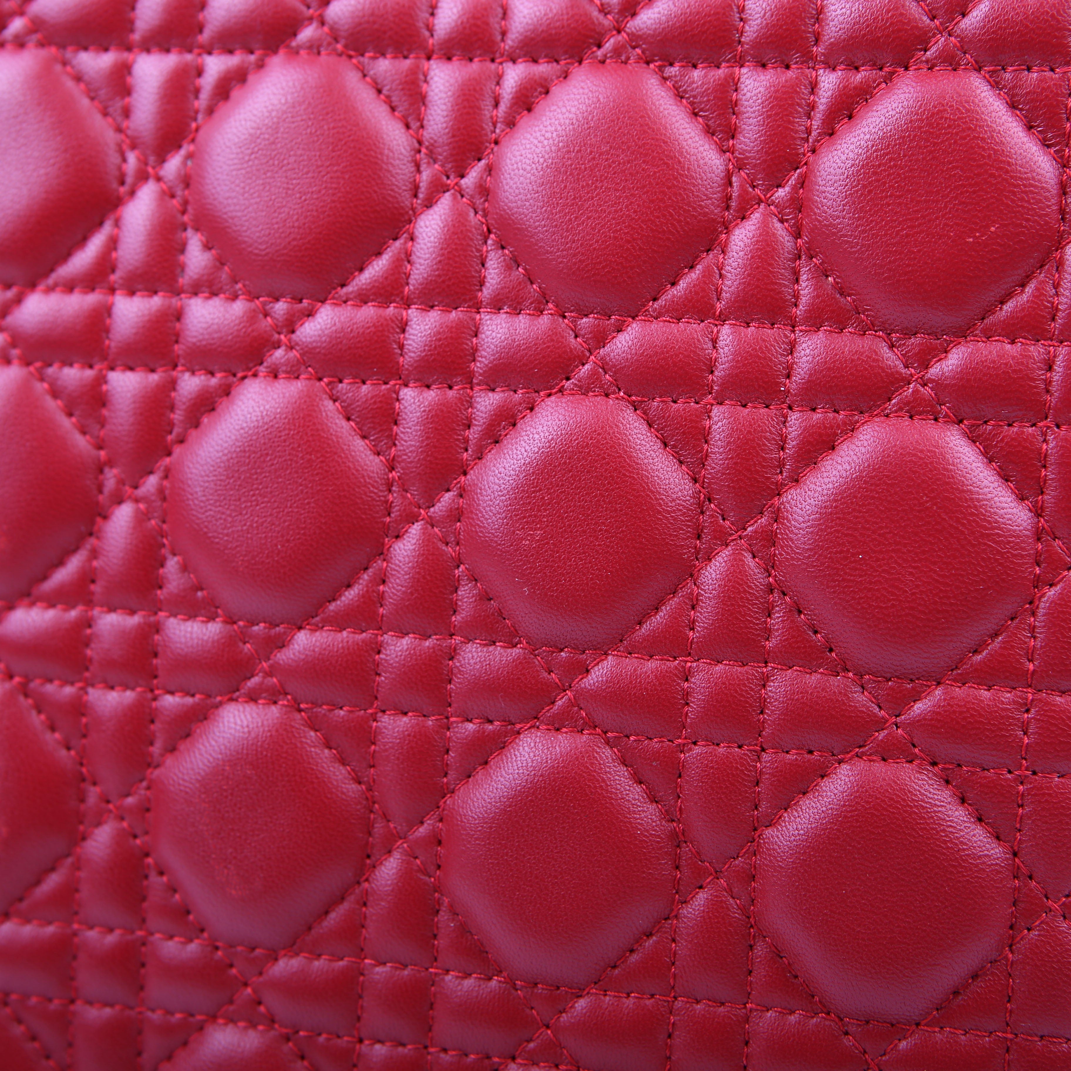 Christian Dior Lady Dior Large Lambskin Red