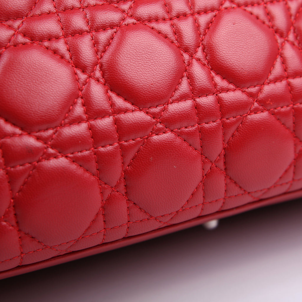 Christian Dior Lady Dior Large Lambskin Red