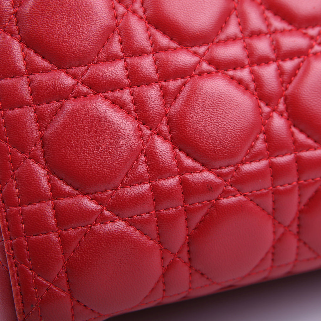 Christian Dior Lady Dior Large Lambskin Red