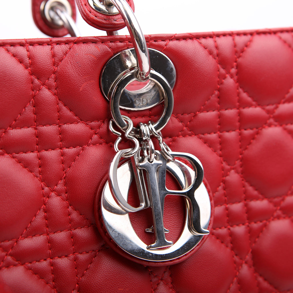 Christian Dior Lady Dior Large Lambskin Red