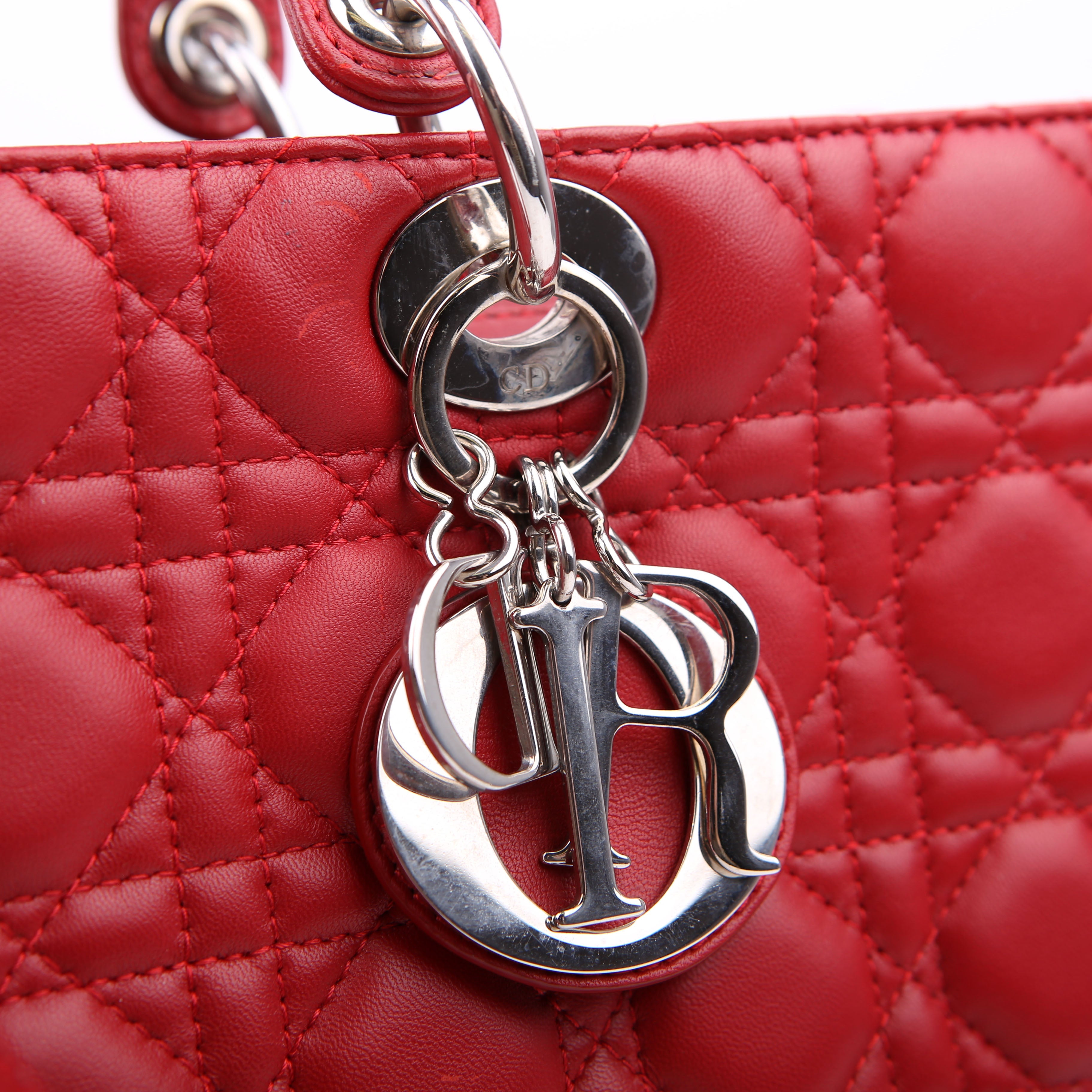Christian Dior Lady Dior Large Lambskin Red