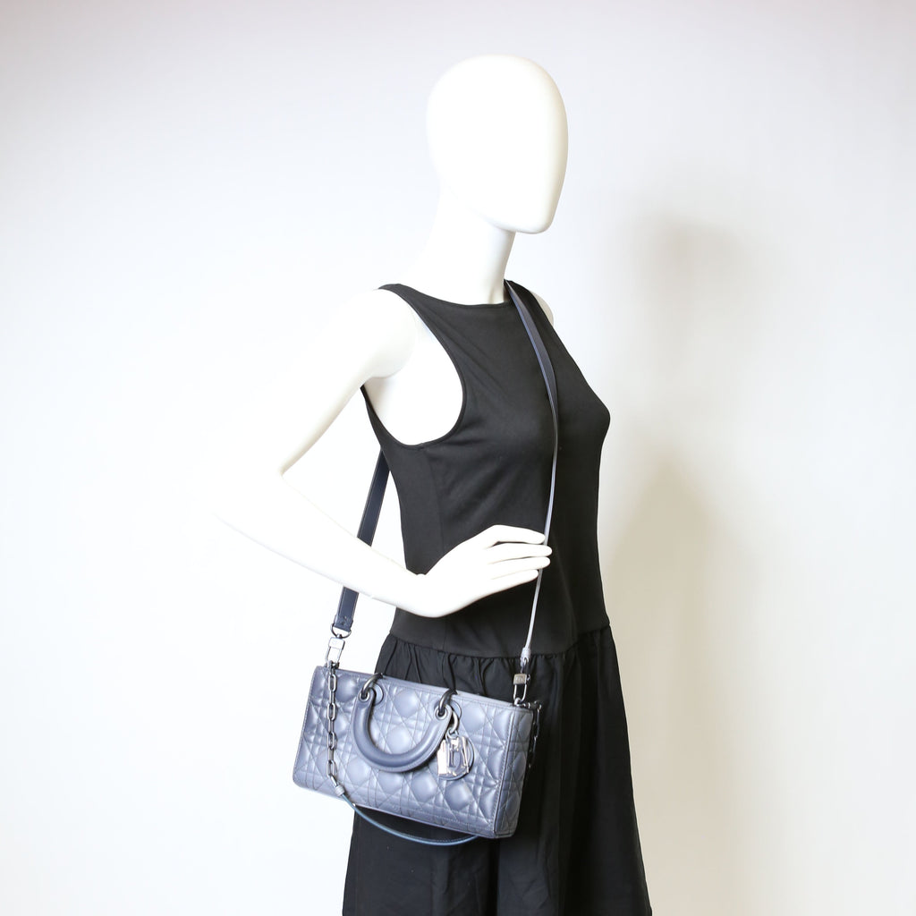 Christian Dior Lady D-Joy Medium Lambskin Blue