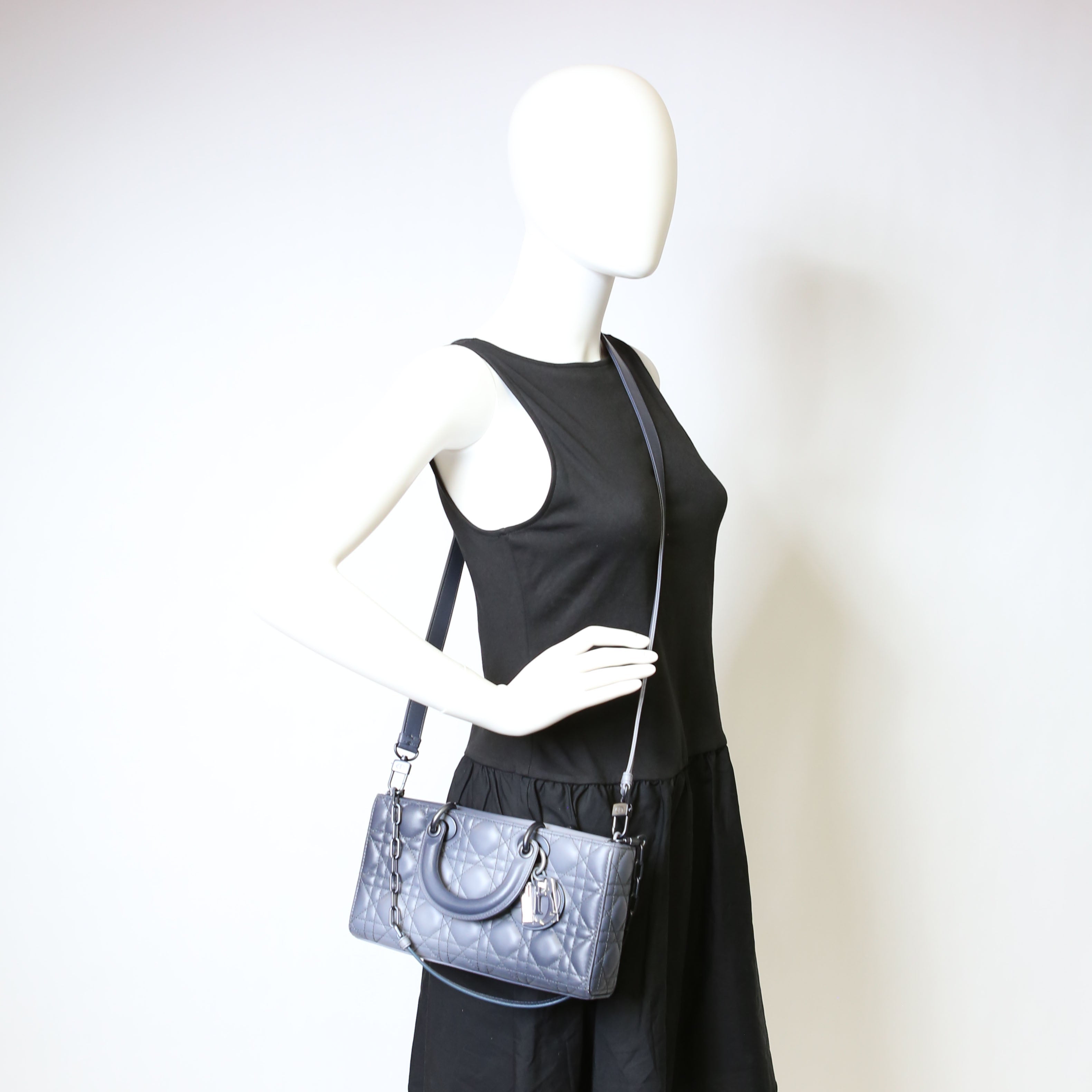Christian Dior Lady D-Joy Medium Lambskin Blue