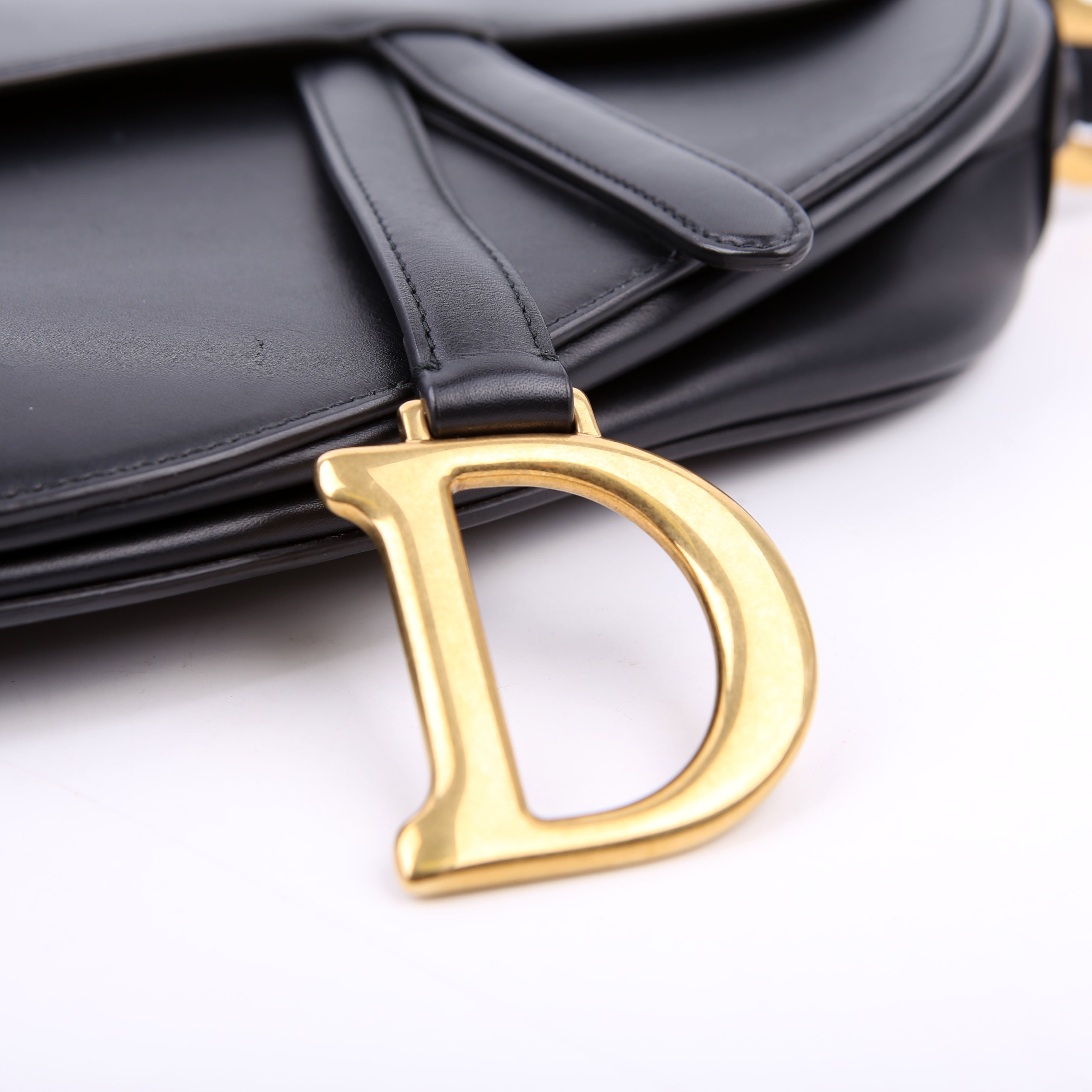 Christian Dior Saddle Bag Leather Black