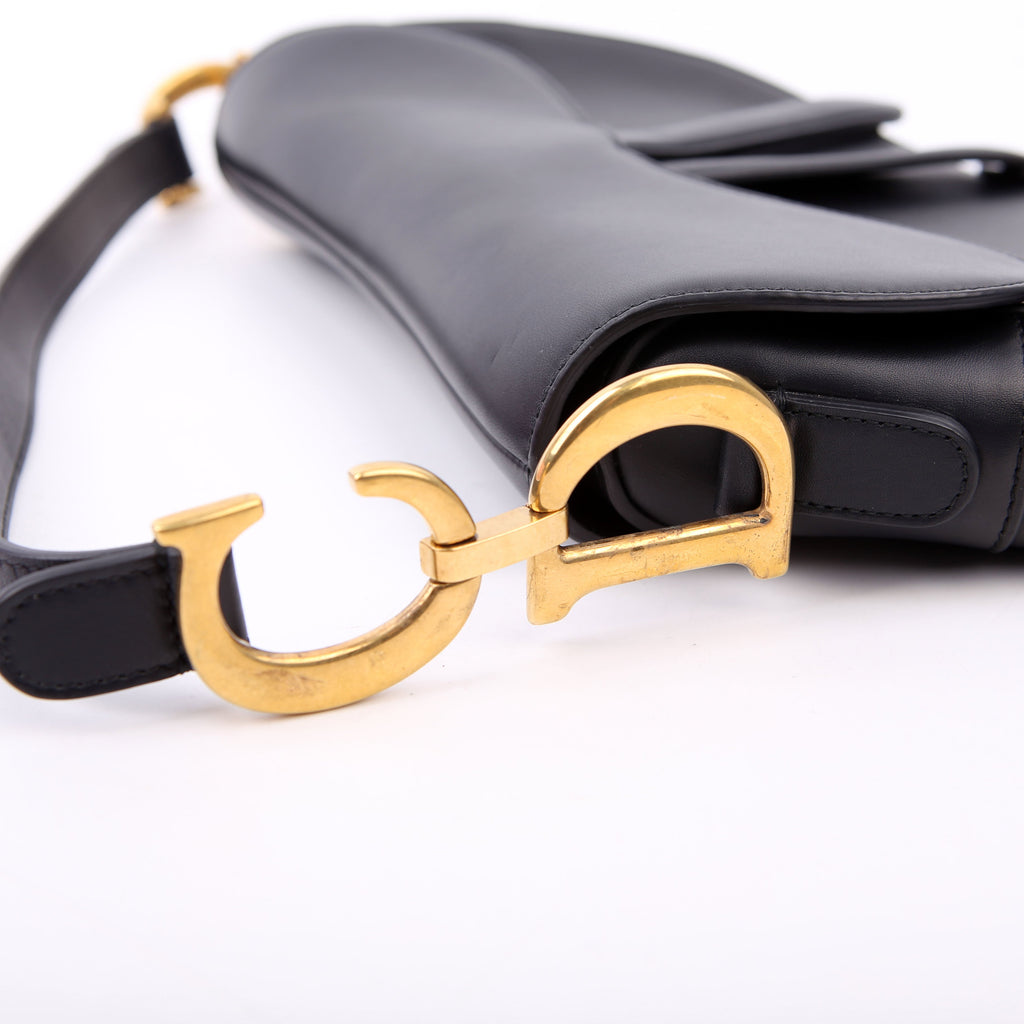 Christian Dior Saddle Bag Leather Black