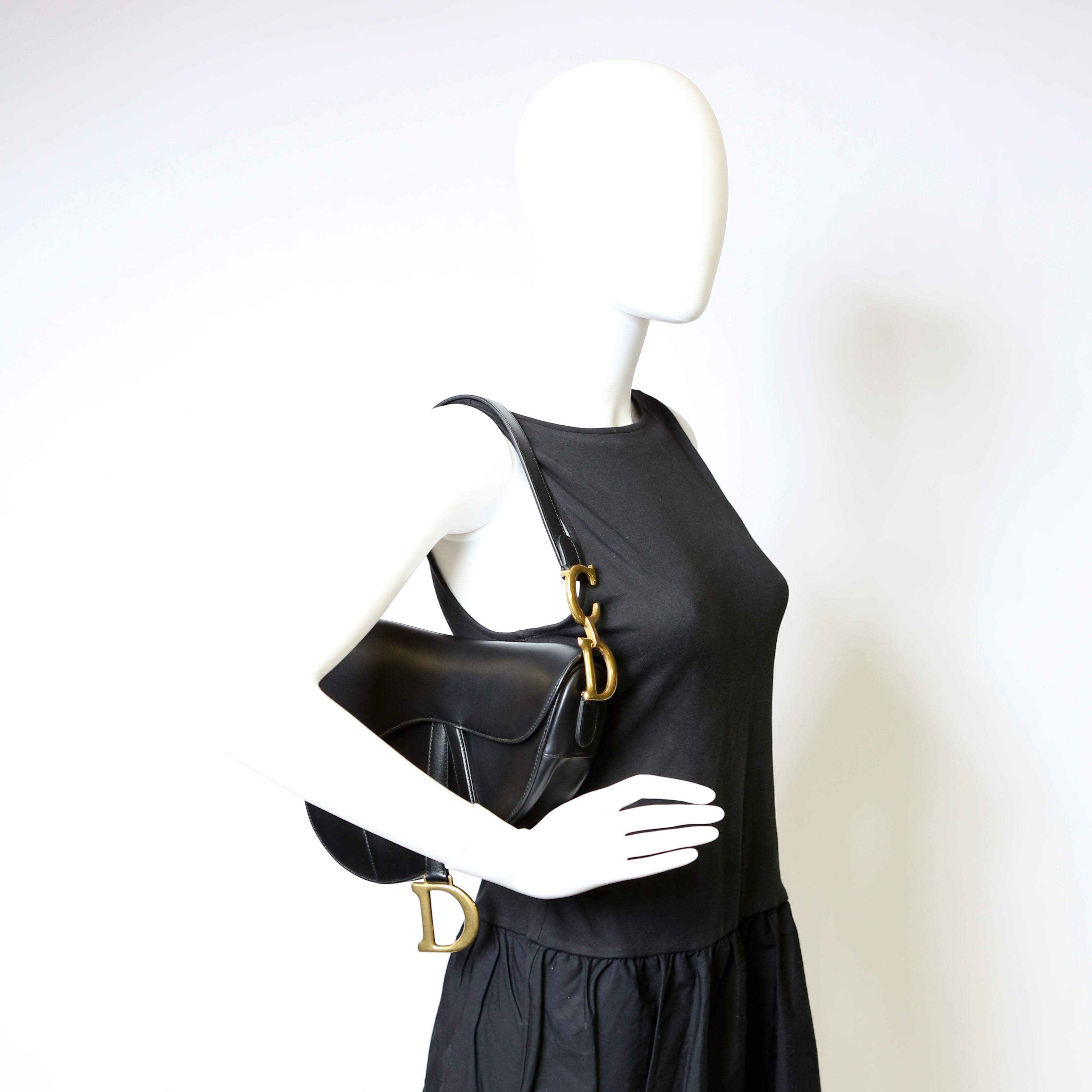 Christian Dior Saddle Bag Leather Black