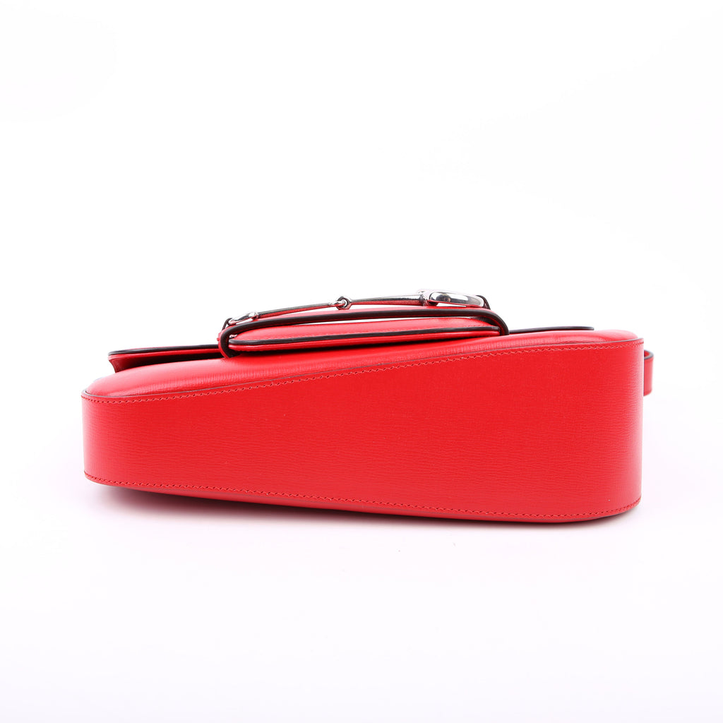 Gucci 764155 Horsebit 1955 GG Leather Asymmetric Shoulder Red