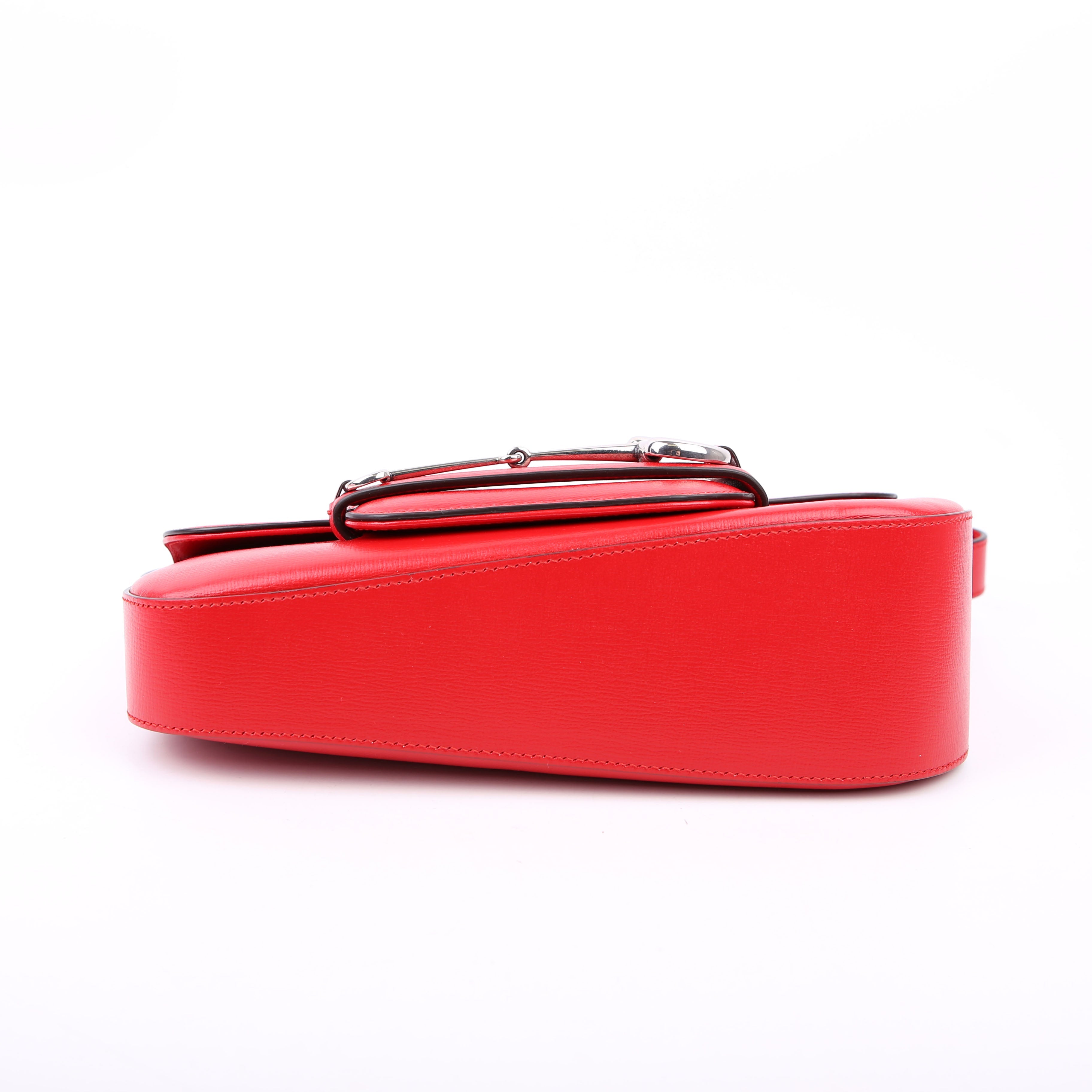 Gucci 764155 Horsebit 1955 GG Leather Asymmetric Shoulder Red