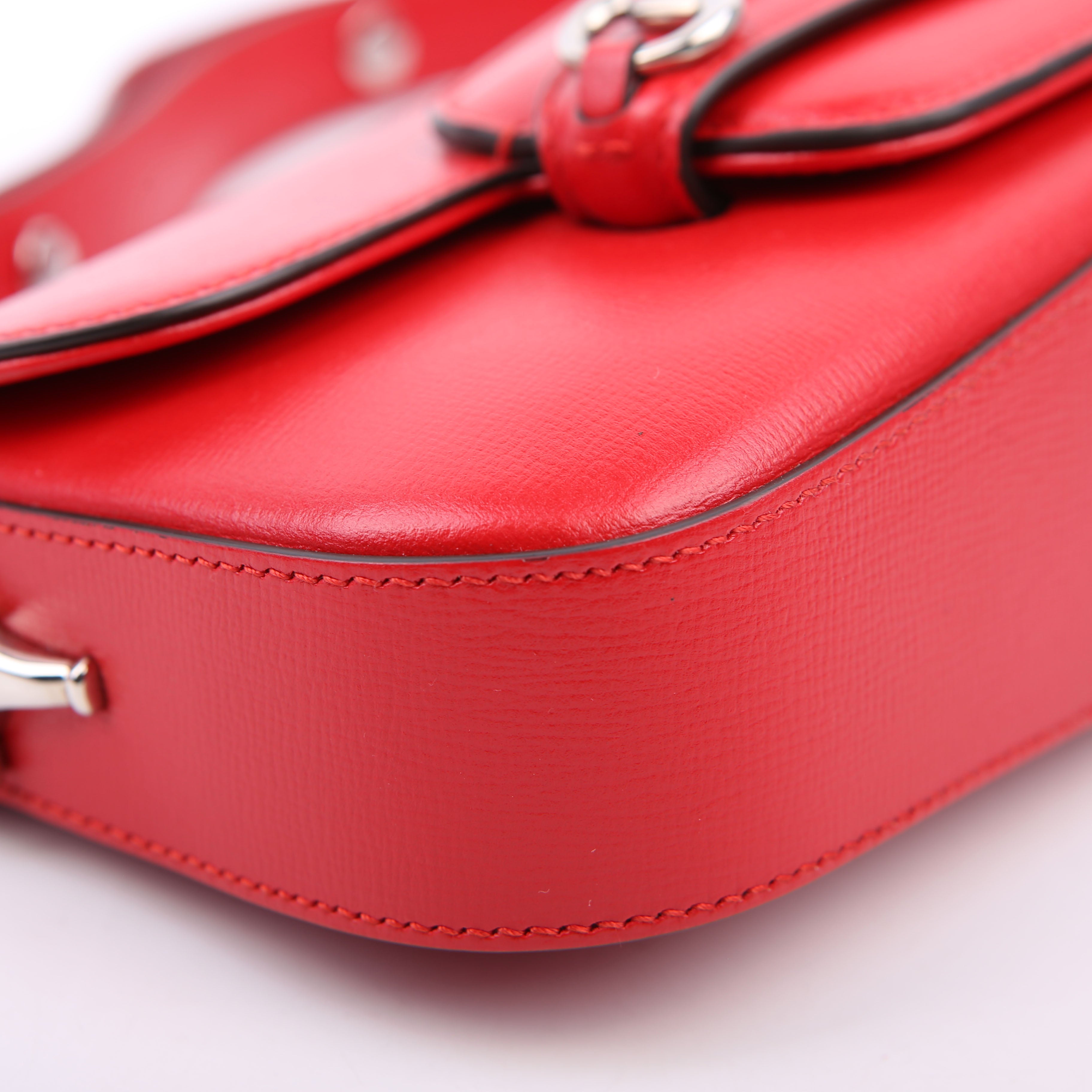 Gucci 764155 Horsebit 1955 GG Leather Asymmetric Shoulder Red