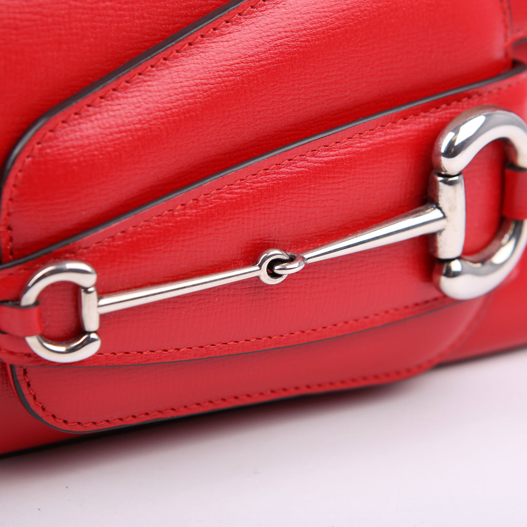Gucci 764155 Horsebit 1955 GG Leather Asymmetric Shoulder Red