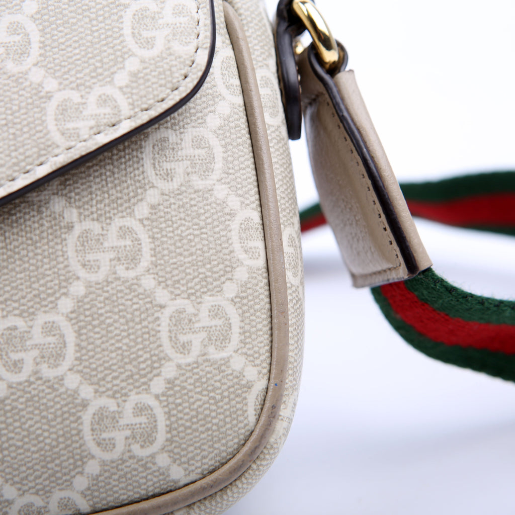 Gucci 764961 GG Supreme Ophidia Mini Bag White
