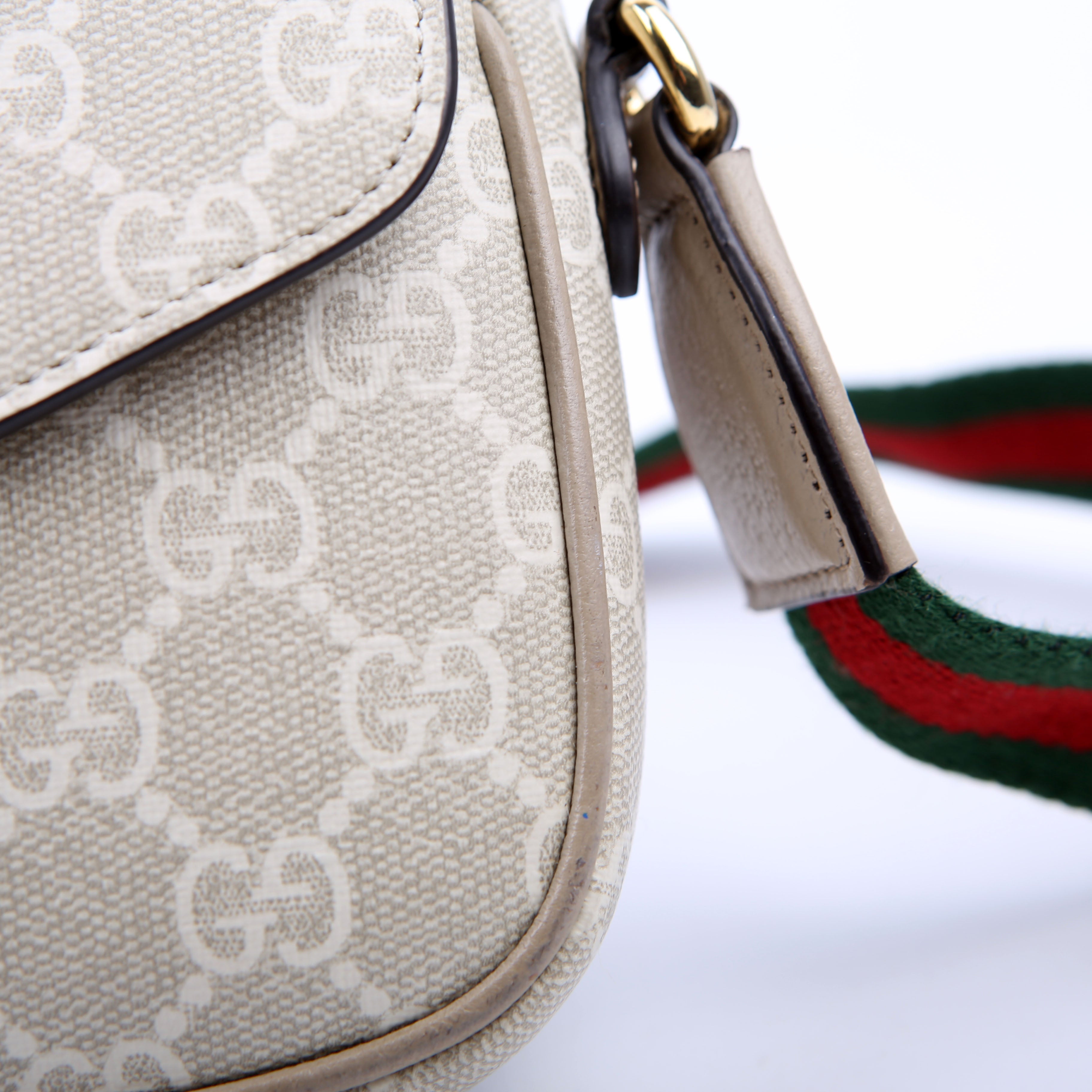 Gucci 764961 GG Supreme Ophidia Mini Bag White