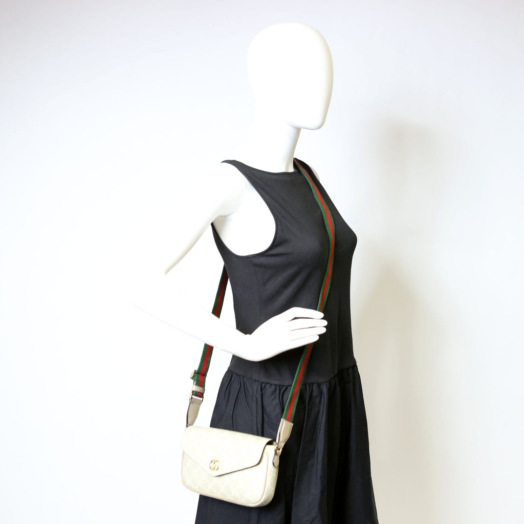 Gucci 764961 GG Supreme Ophidia Mini Bag White