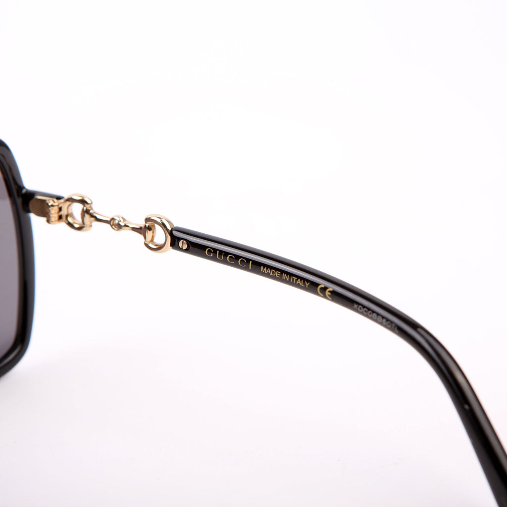 Gucci GG0890SA Oversized Square Horsebit Sunglasses Black
