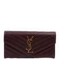 Saint Laurent Flap Wallet Large Grain De Poudre Burgundy