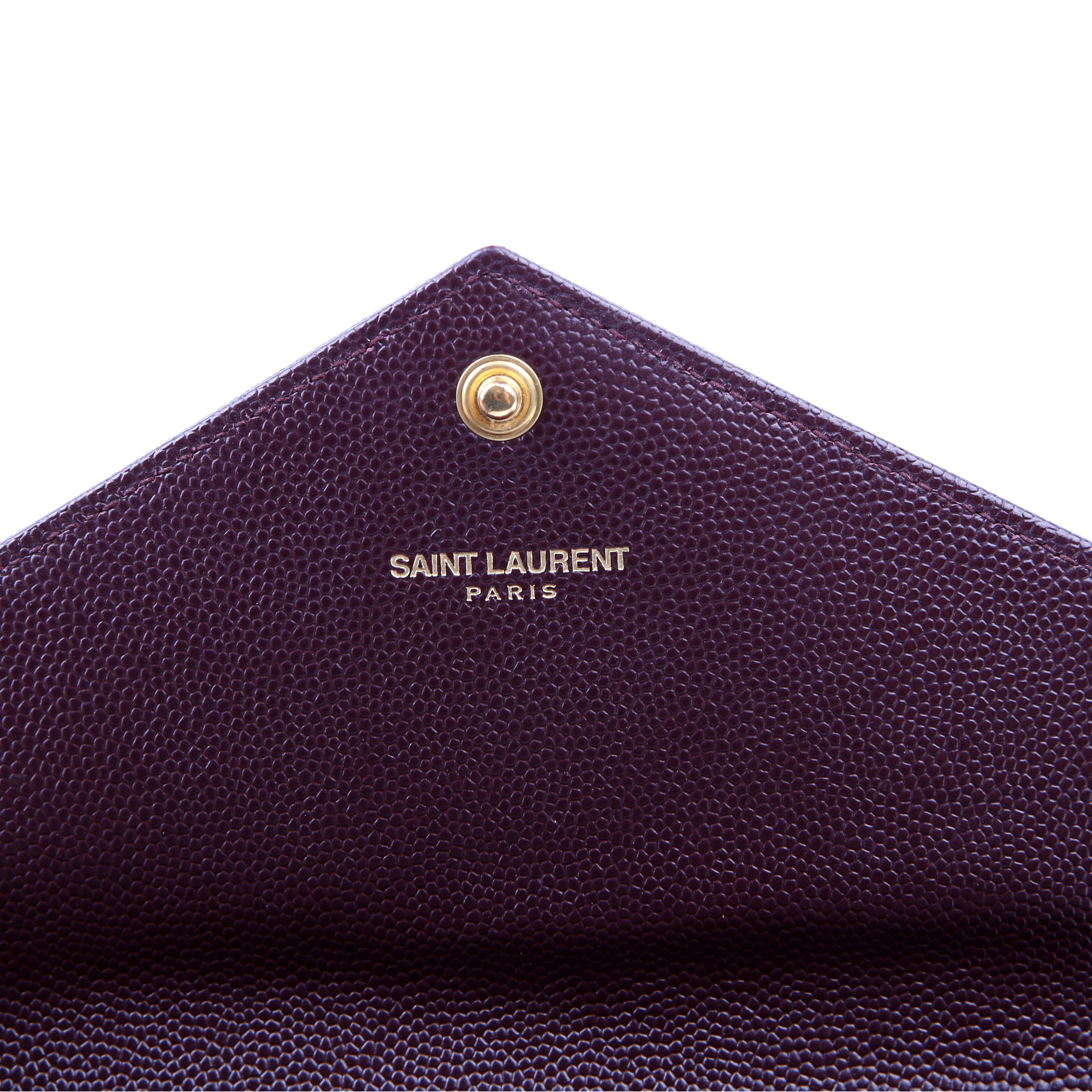 Saint Laurent Flap Wallet Large Grain De Poudre Burgundy