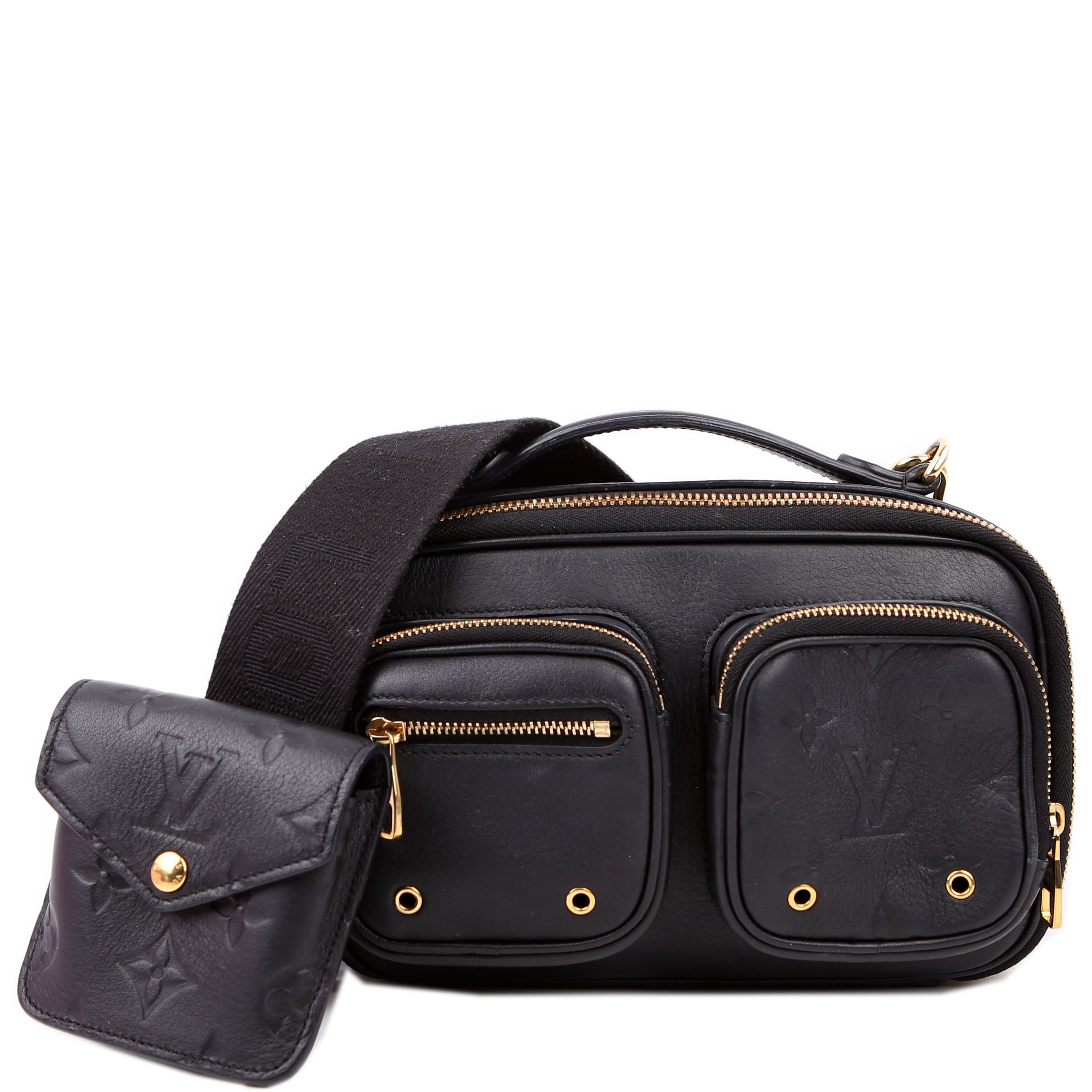 Louis Vuitton Utility Crossbody Embossed Calfskin Black