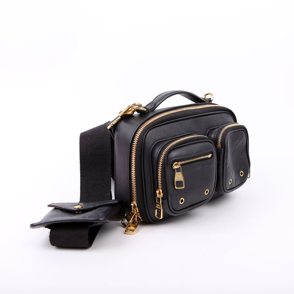 Louis Vuitton Utility Crossbody Embossed Calfskin Black
