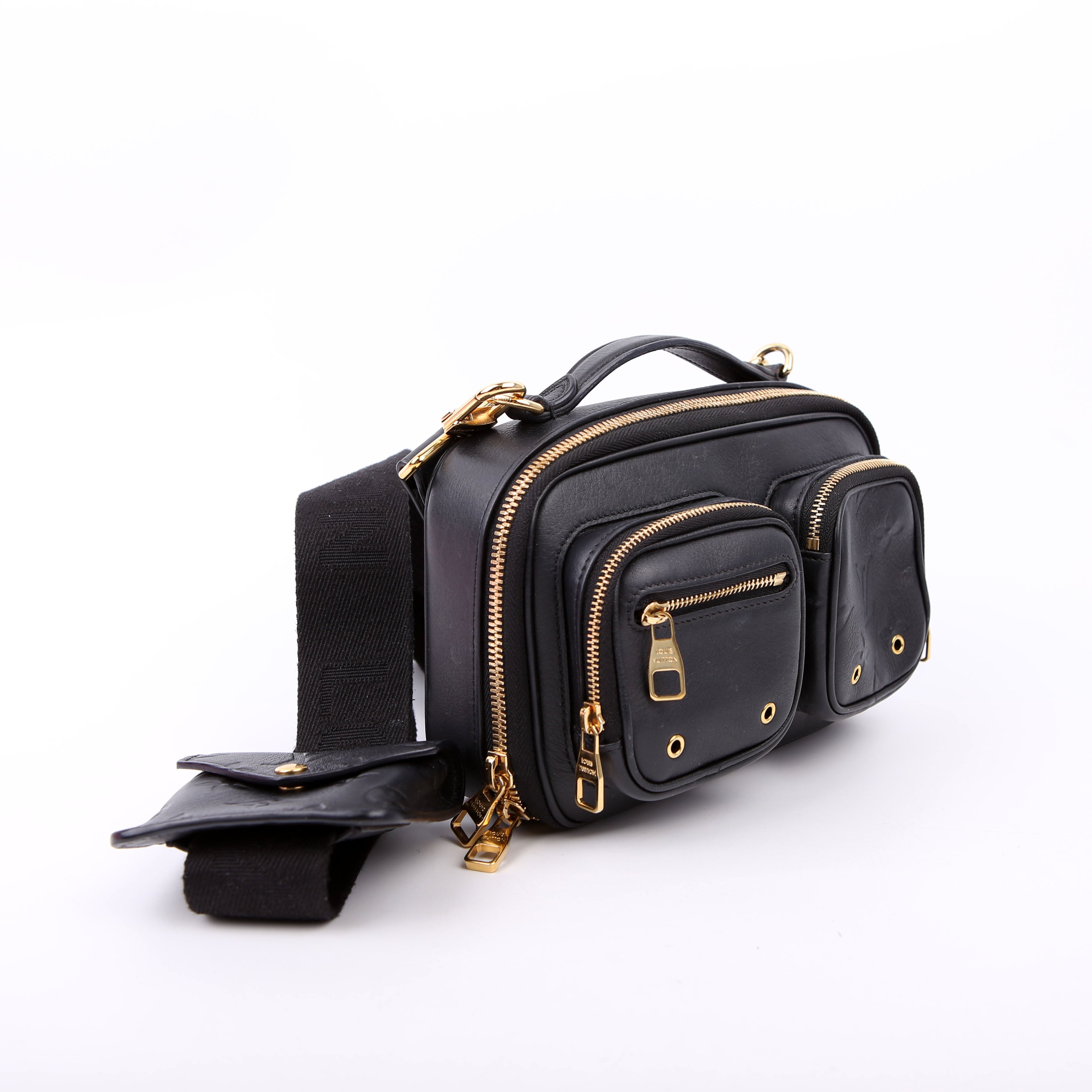 Louis Vuitton Utility Crossbody Embossed Calfskin Black
