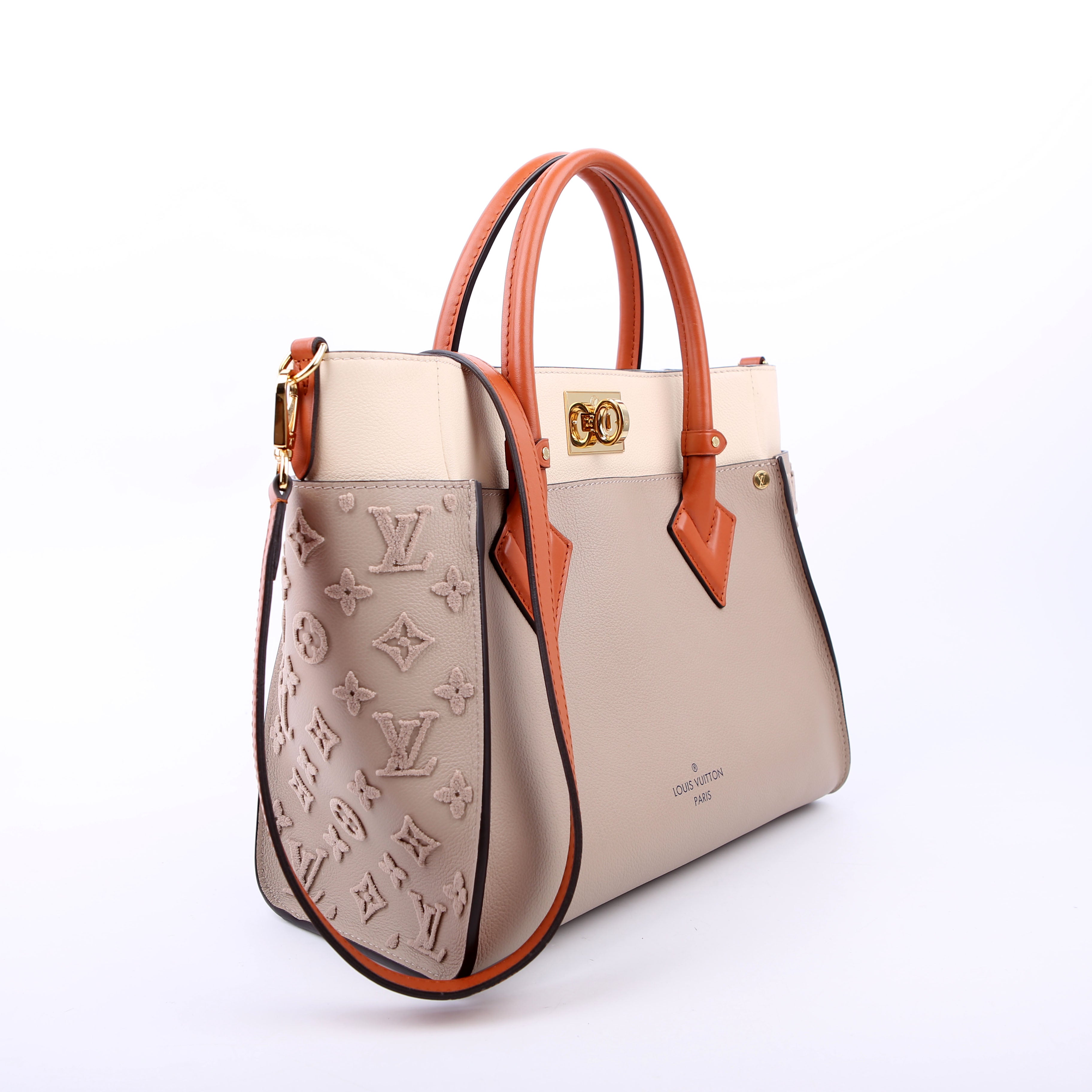 Louis Vuitton On My Side MM Calfskin Taupe/Orange