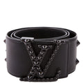 Louis Vuitton LV Initiales Clous Studded Leather Belt Size 85/34 Black