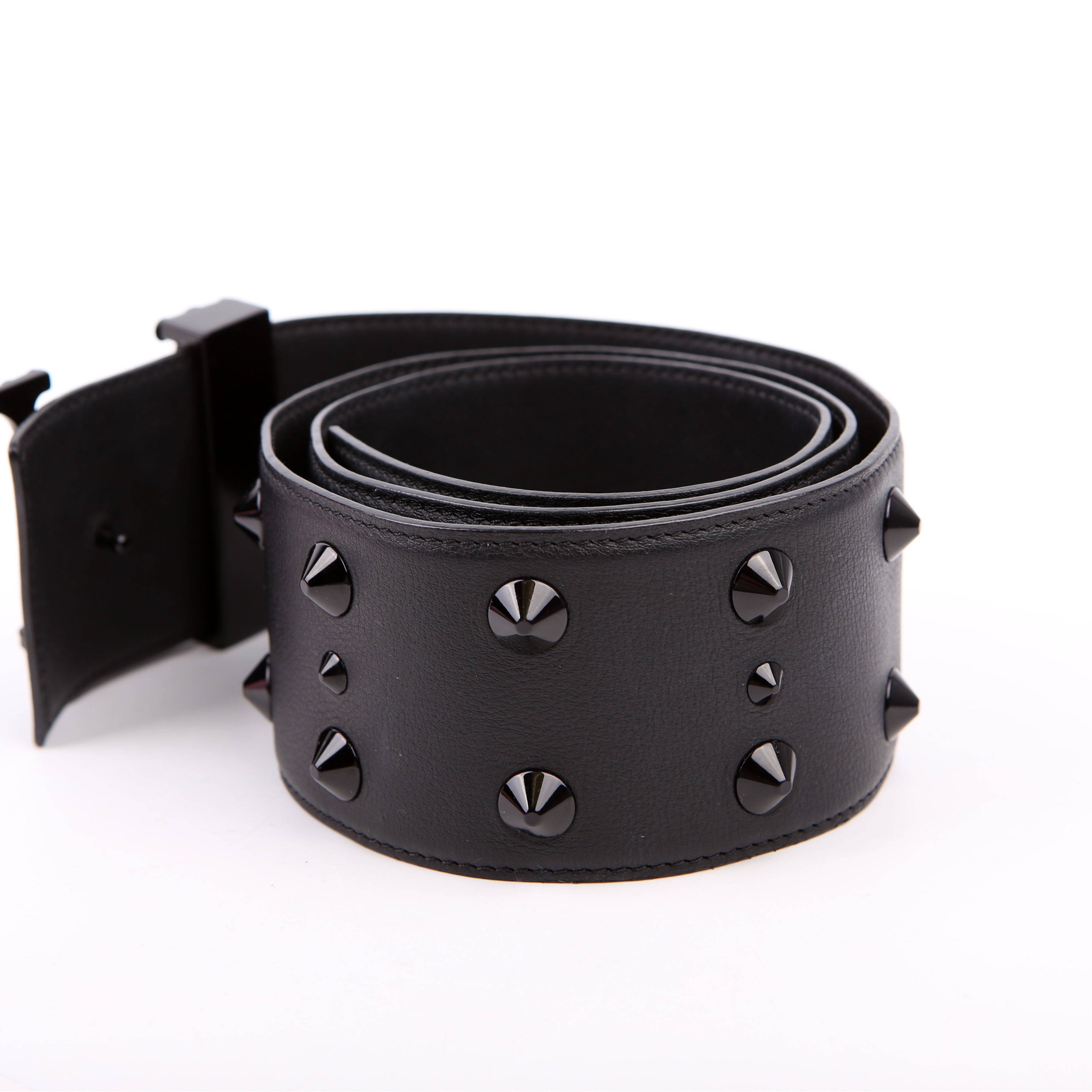 Louis Vuitton LV Initiales Clous Studded Leather Belt Size 85/34 Black