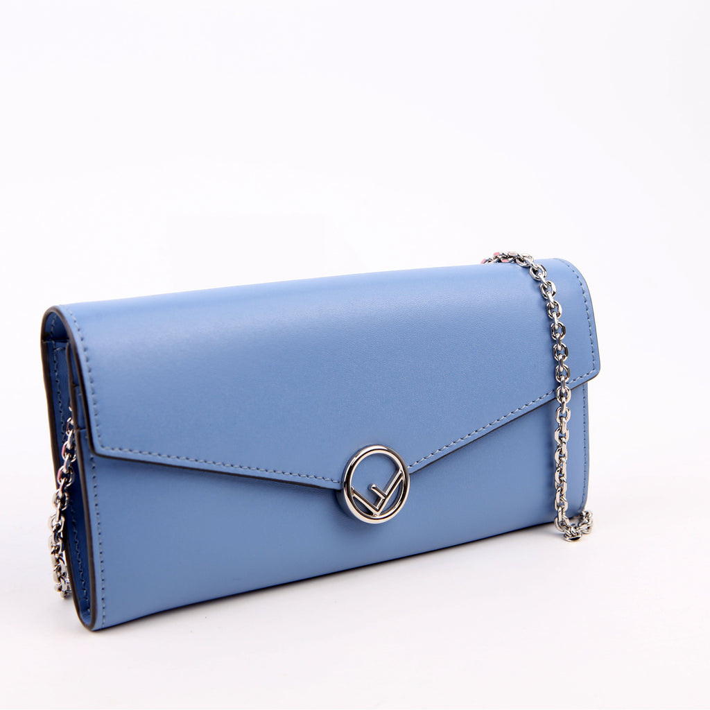 Fendi F Is Fendi Continental Chain Wallet Blue