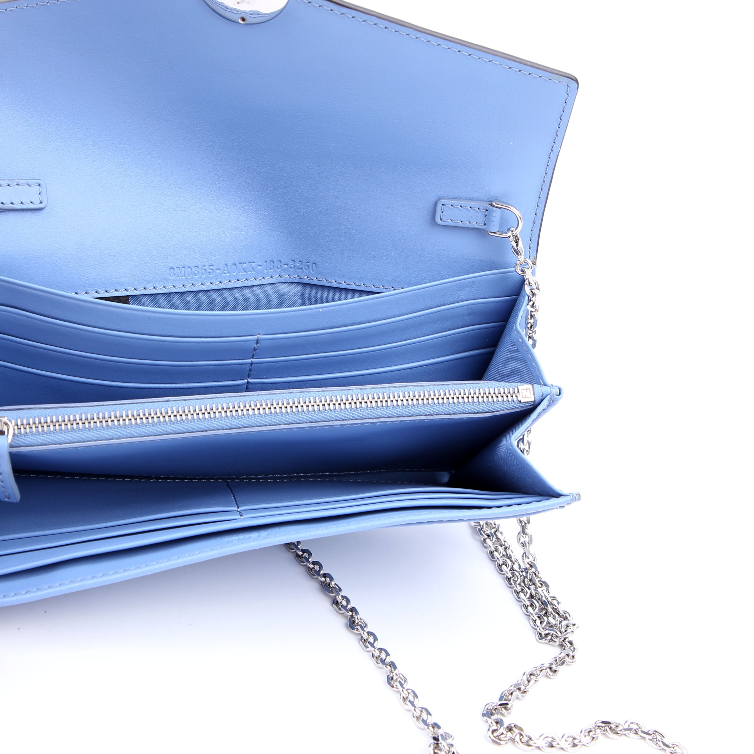 Fendi F Is Fendi Continental Chain Wallet Blue