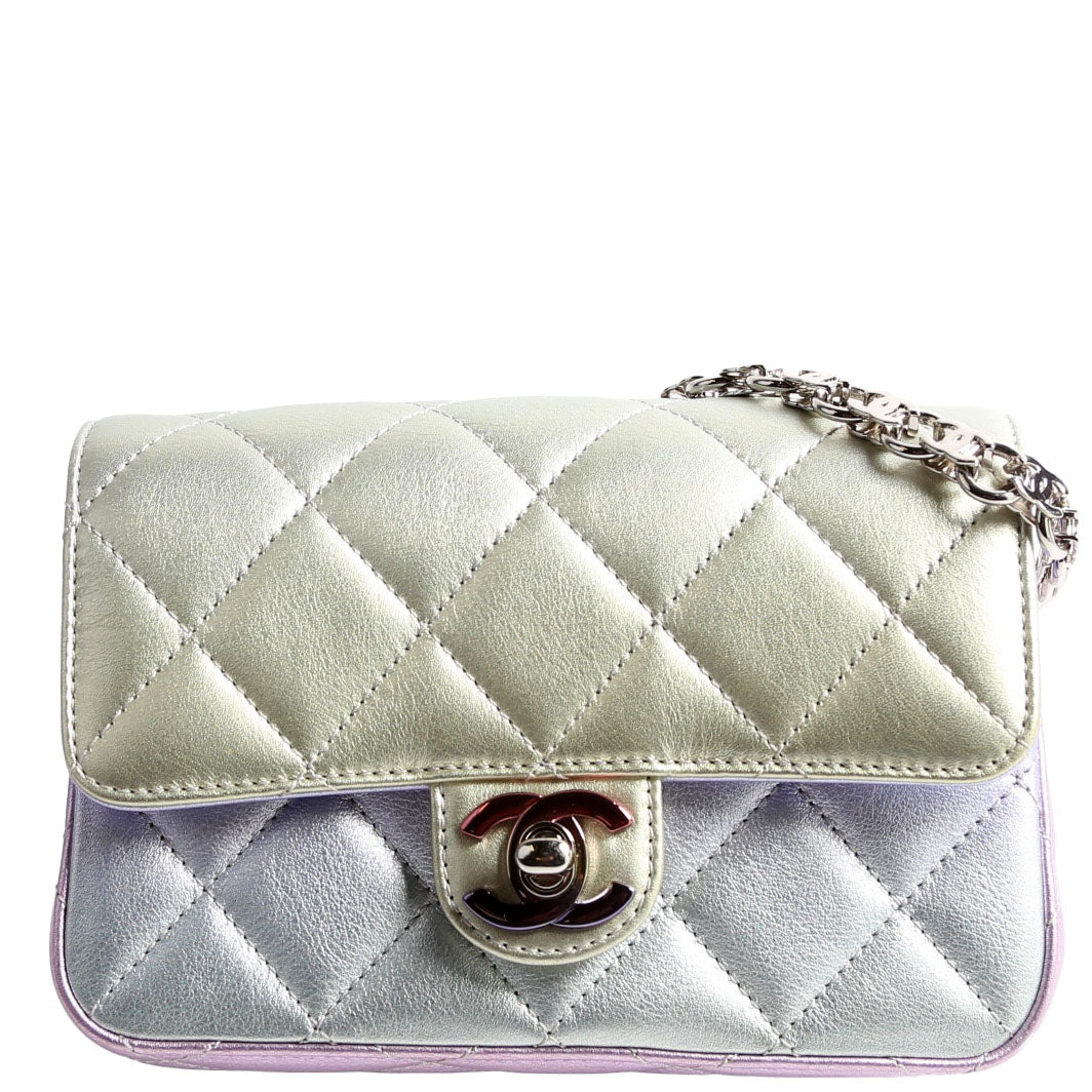 Chanel CC Chain Wristlet Clutch Metallic Lambskin RFID Multicolor