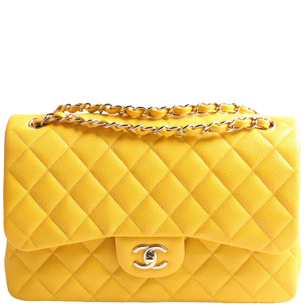 Chanel Classic Flap Jumbo Caviar 25-28M Yellow