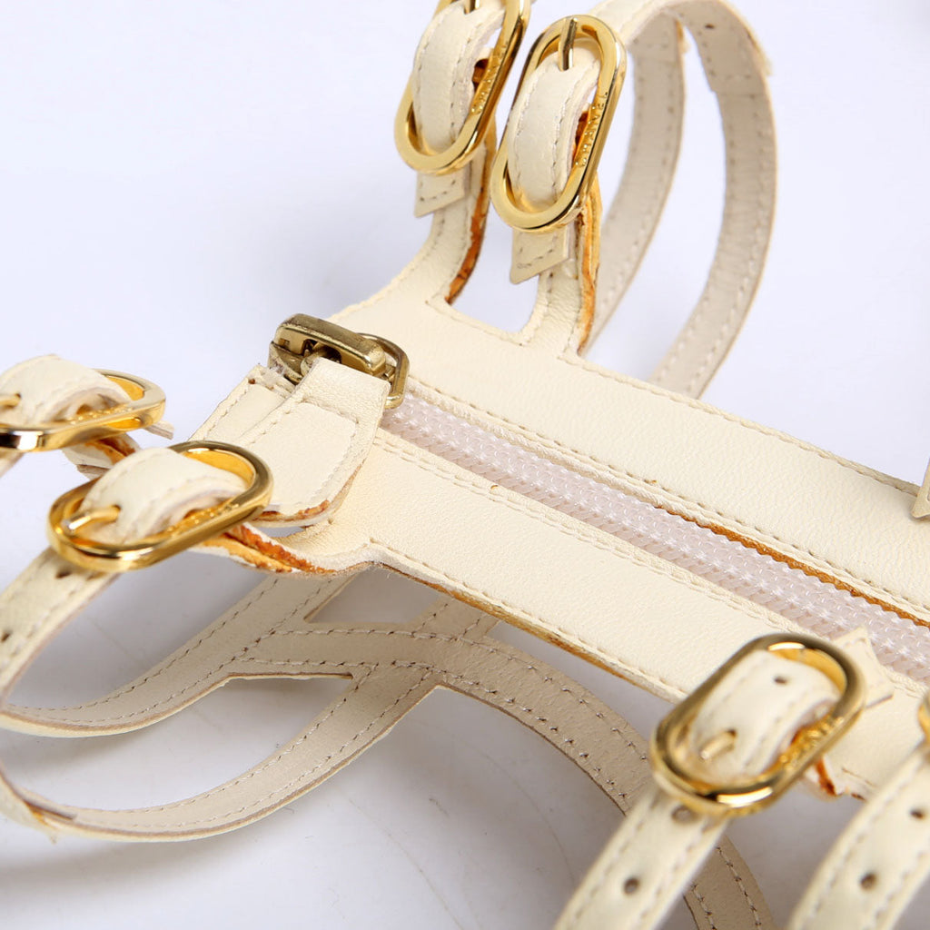 Chanel Gladiator Buckle Sandals Size 37.5 Cream
