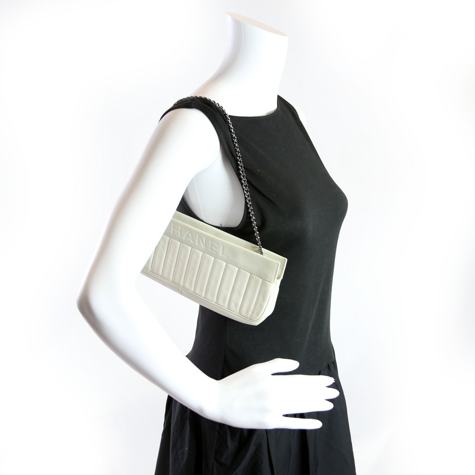 Chanel Vertical Quitl Lax Bag Small 8M Ivory