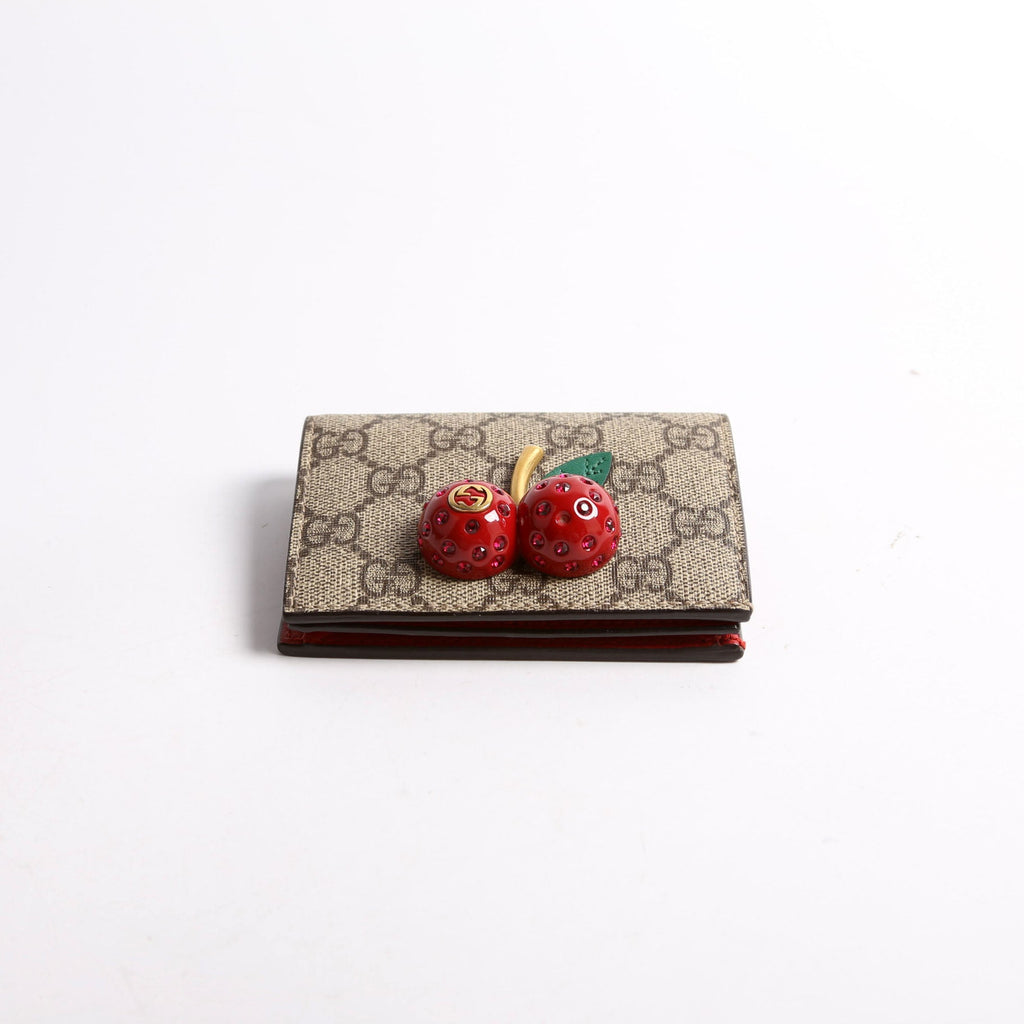 Gucci GG Supreme Cherries Card Case Red