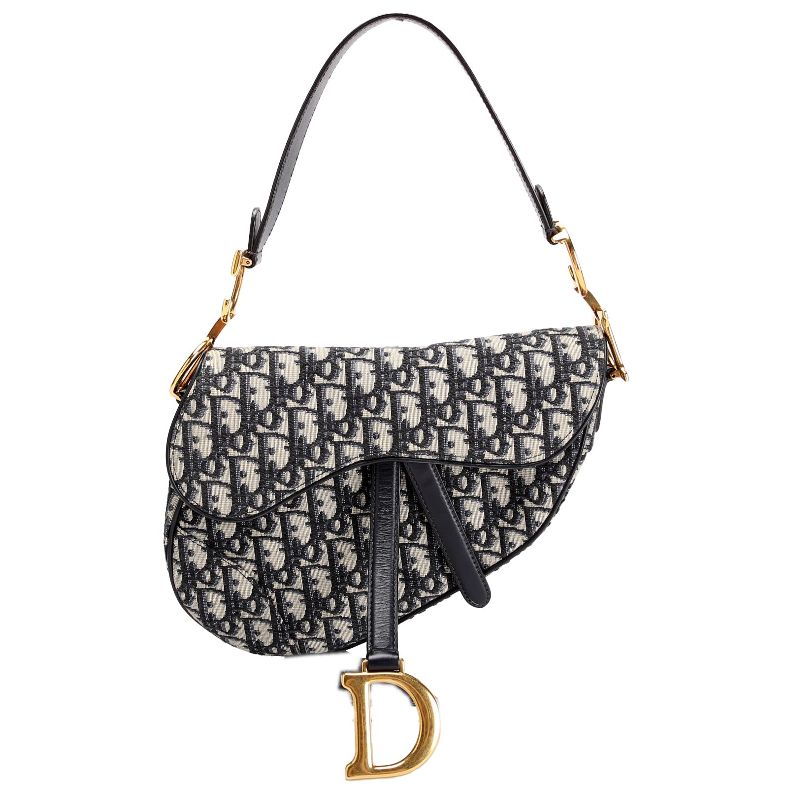 Christian Dior Saddle Bag Oblique Navy/Gold
