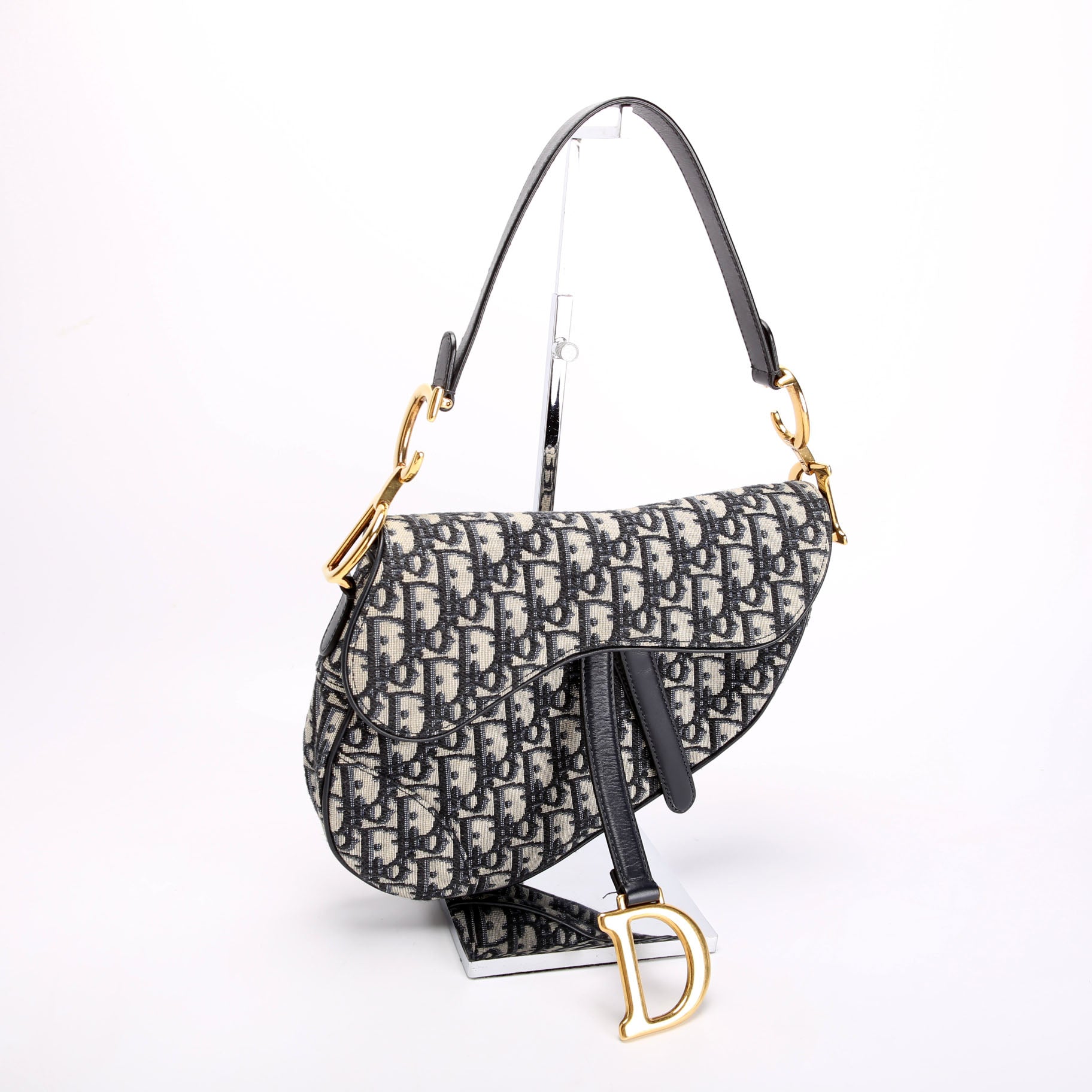 Christian Dior Saddle Bag Oblique Navy/Gold