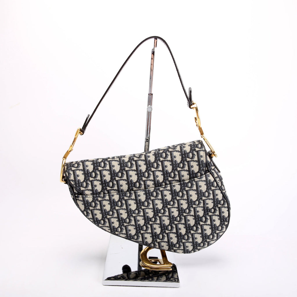 Christian Dior Saddle Bag Oblique Navy/Gold
