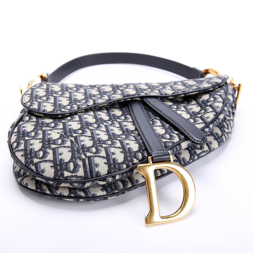 Christian Dior Saddle Bag Oblique Navy/Gold