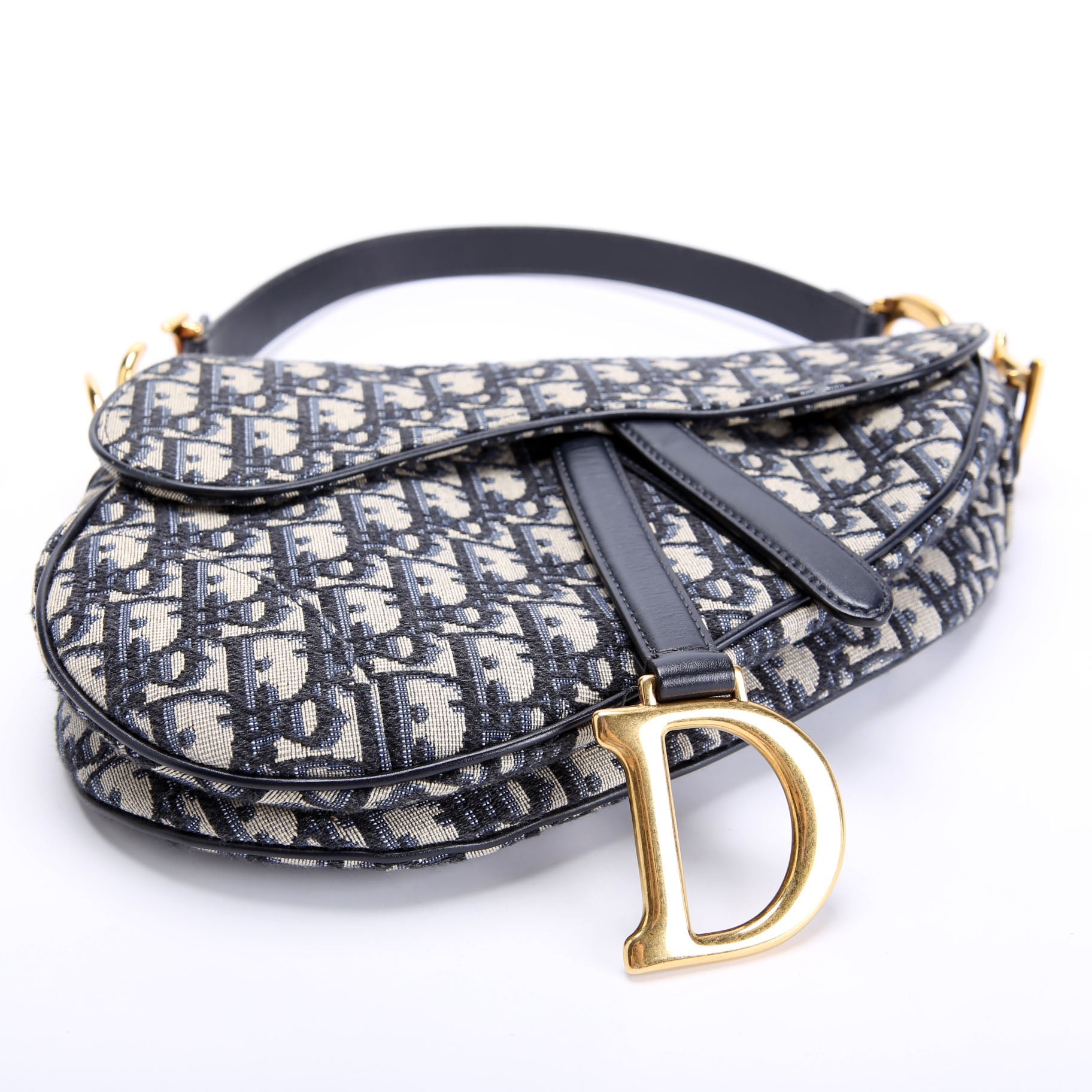 Christian Dior Saddle Bag Oblique Navy/Gold