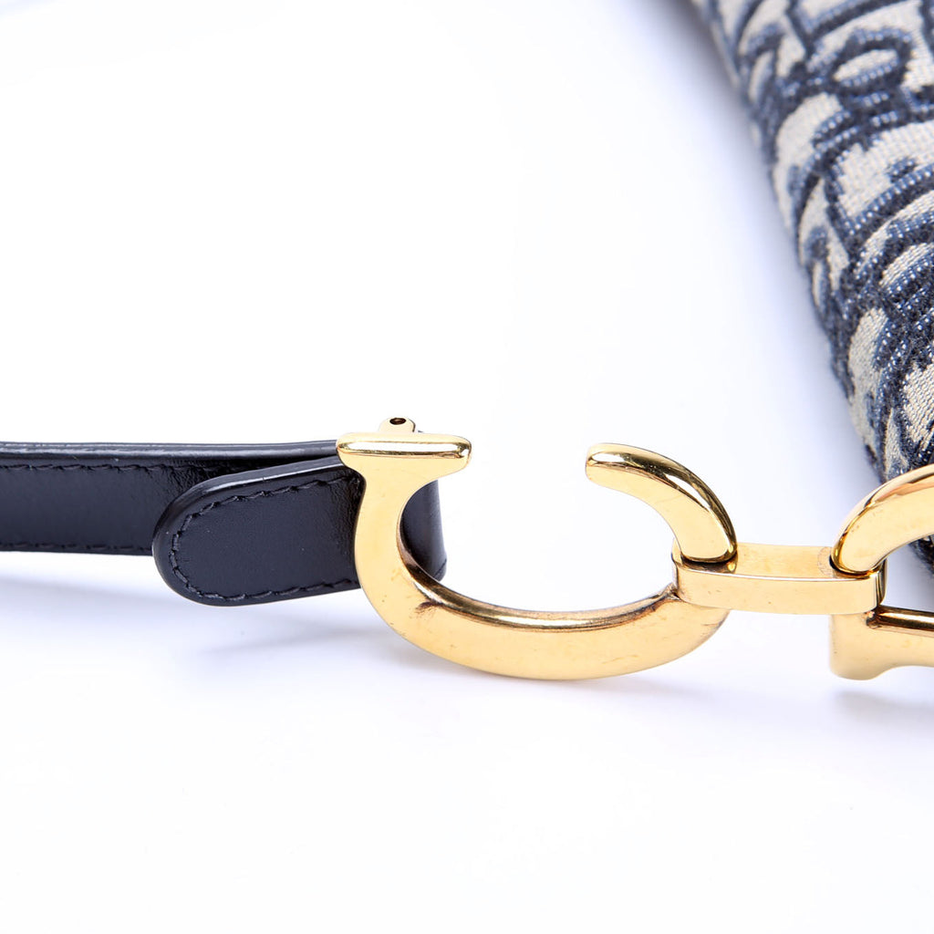 Christian Dior Saddle Bag Oblique Navy/Gold