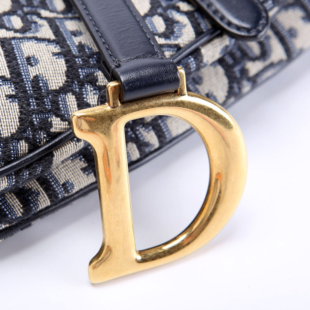 Christian Dior Saddle Bag Oblique Navy/Gold