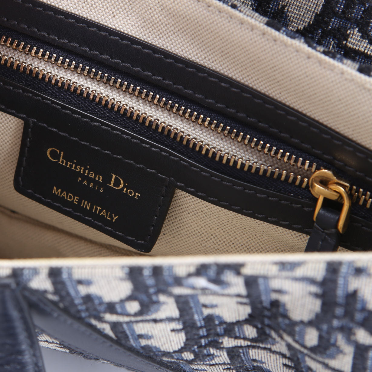 Christian Dior Saddle Bag Oblique Navy/Gold
