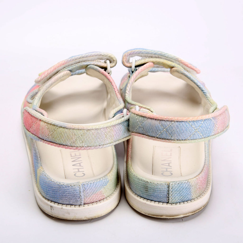 Chanel CC Dad Sandals Quilted Fabric Size 42
