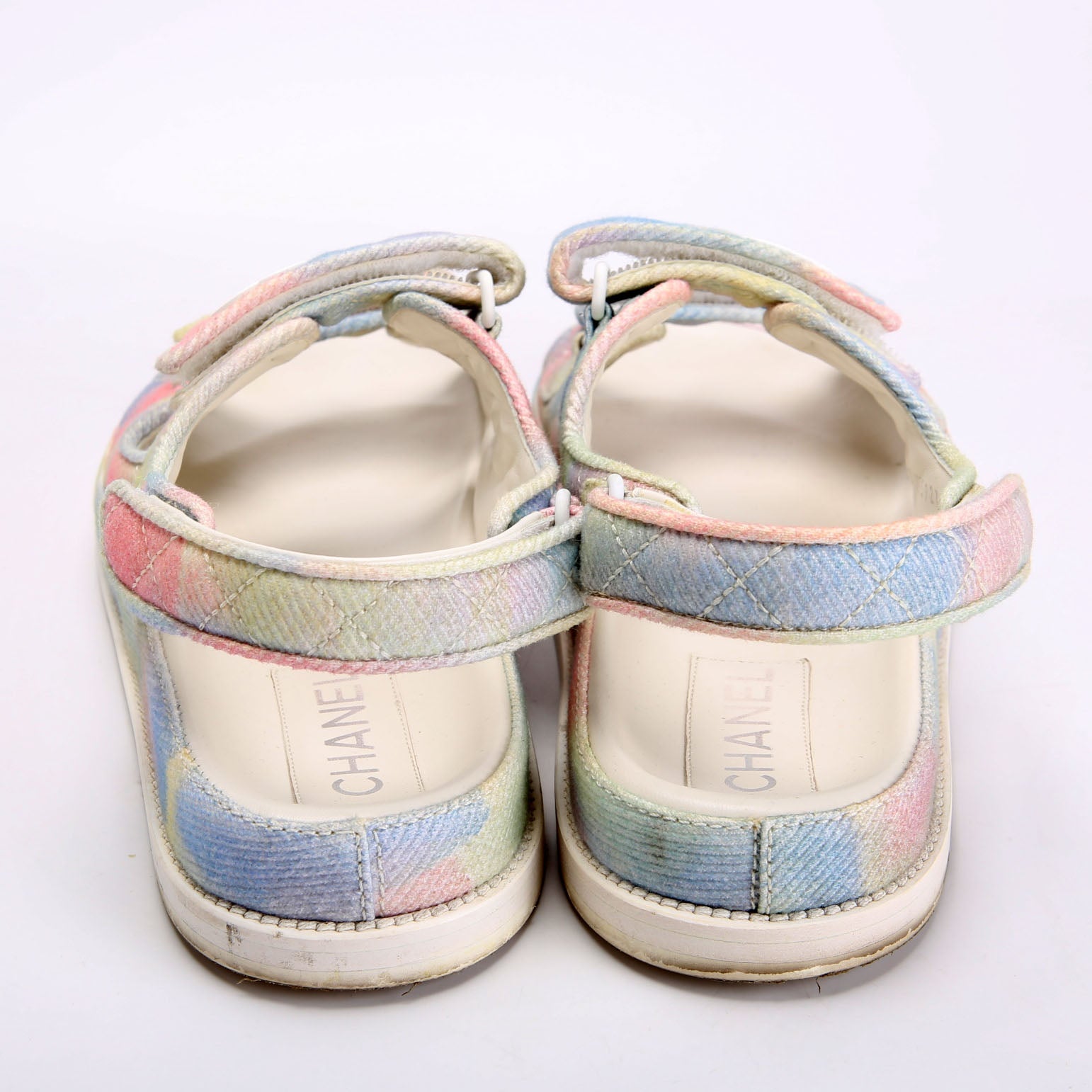 Chanel CC Dad Sandals Quilted Fabric Size 42