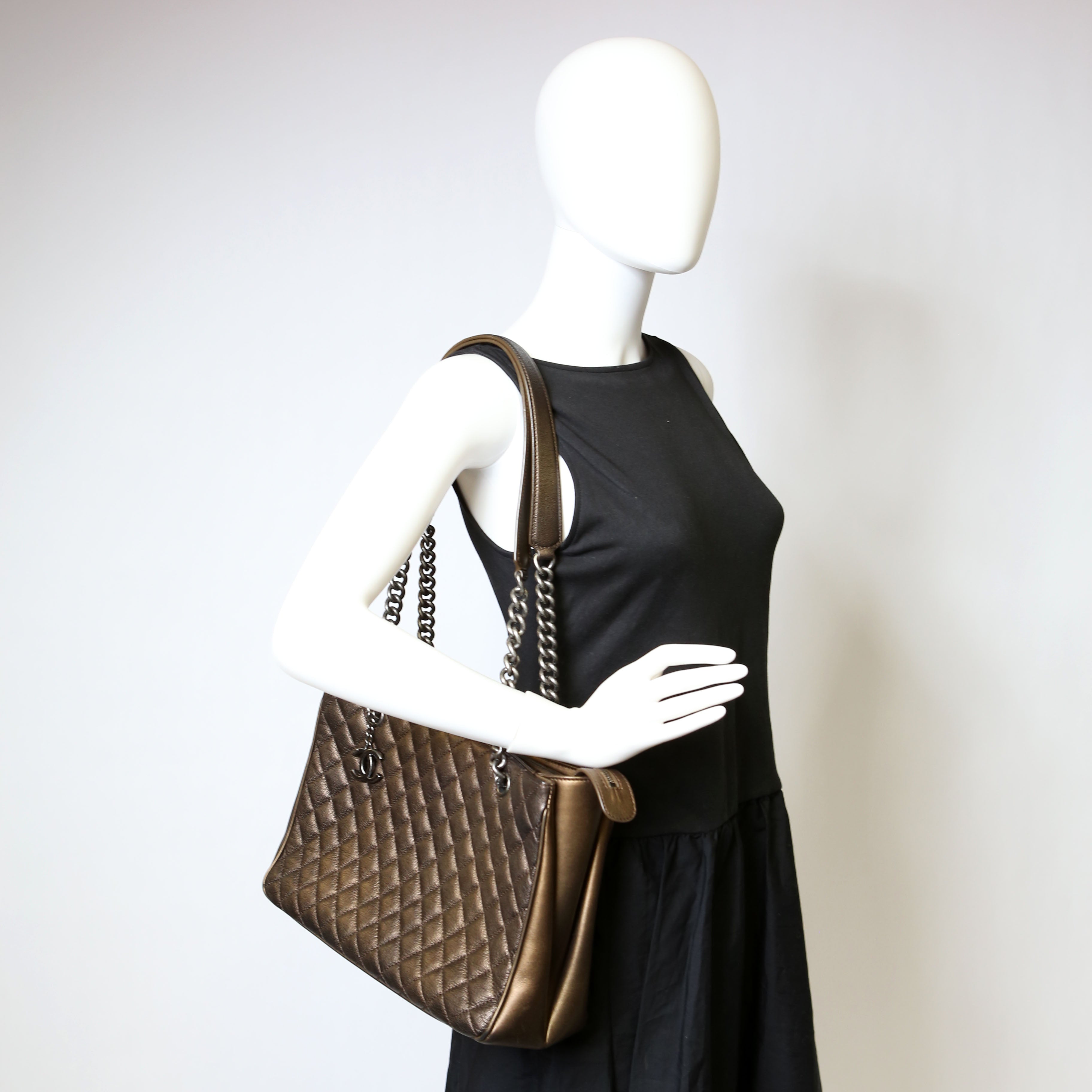 Chanel Rock in Rome Quilted Caviar Tote 23M Bronze